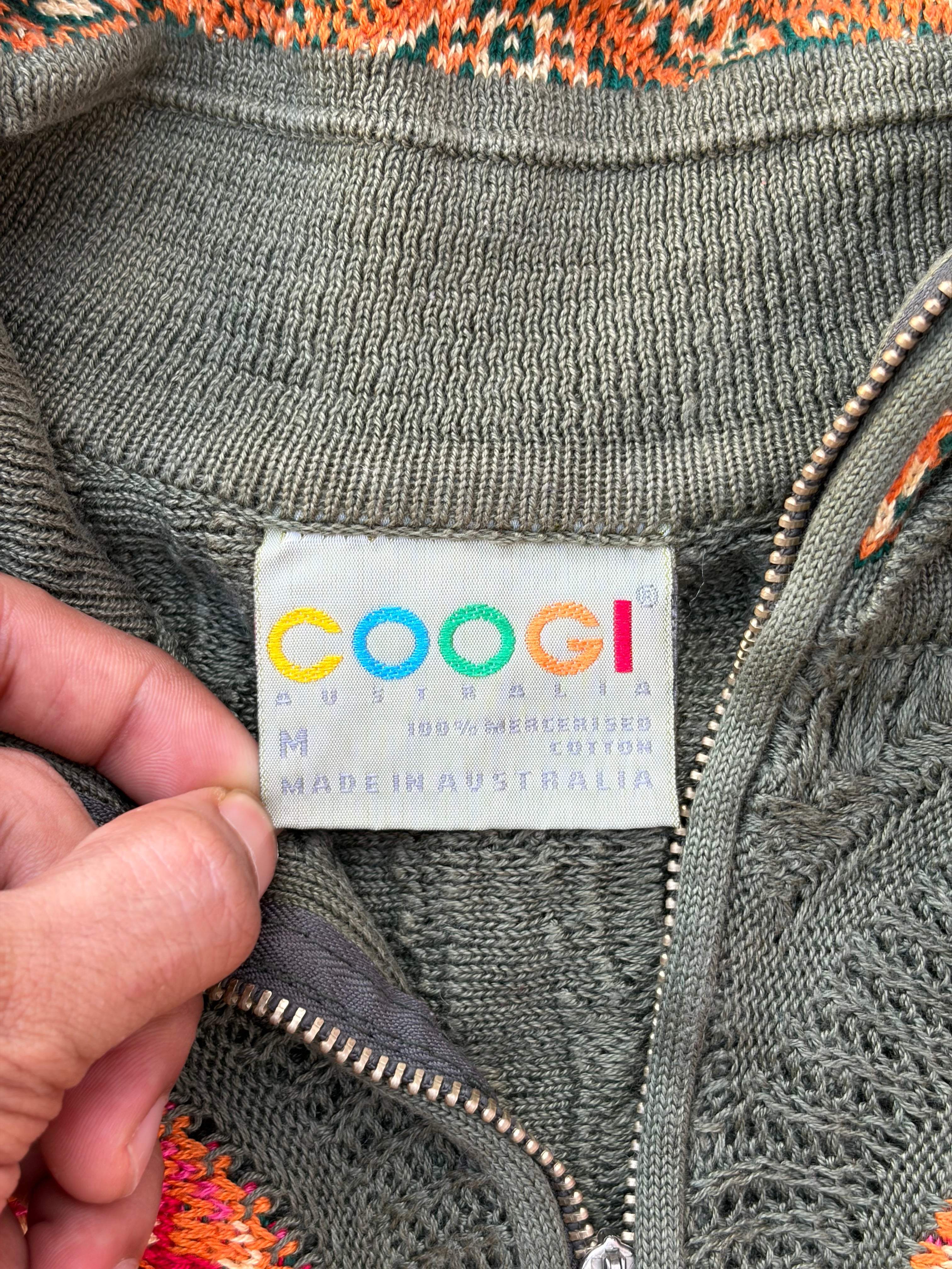 Vintage 90s COOGI Australia 1/4 Zip 3D Textured Knit Sweater  M