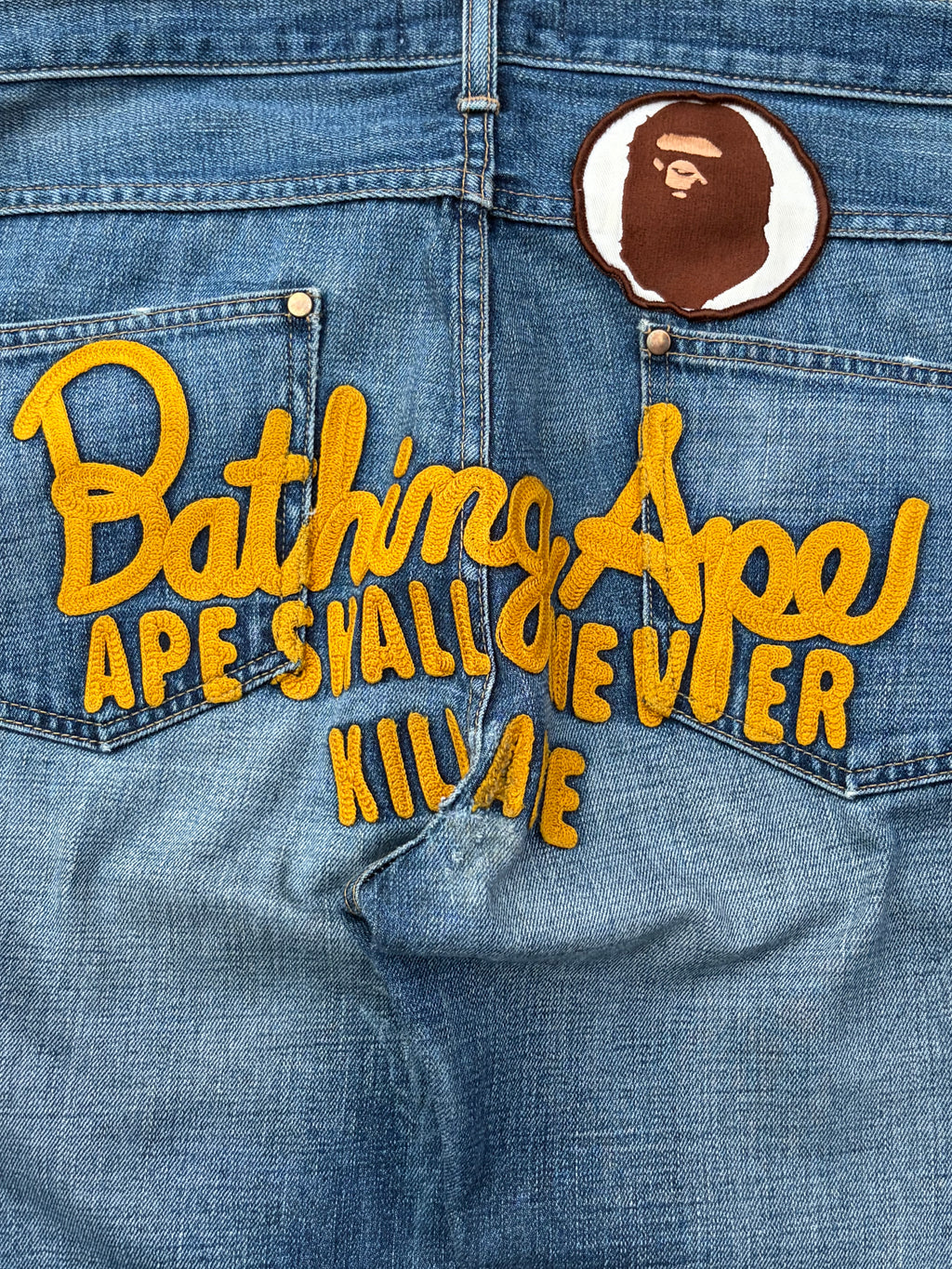 Vintage 00s Bape Nigo ASNKA Spellout Denim Jeans 34