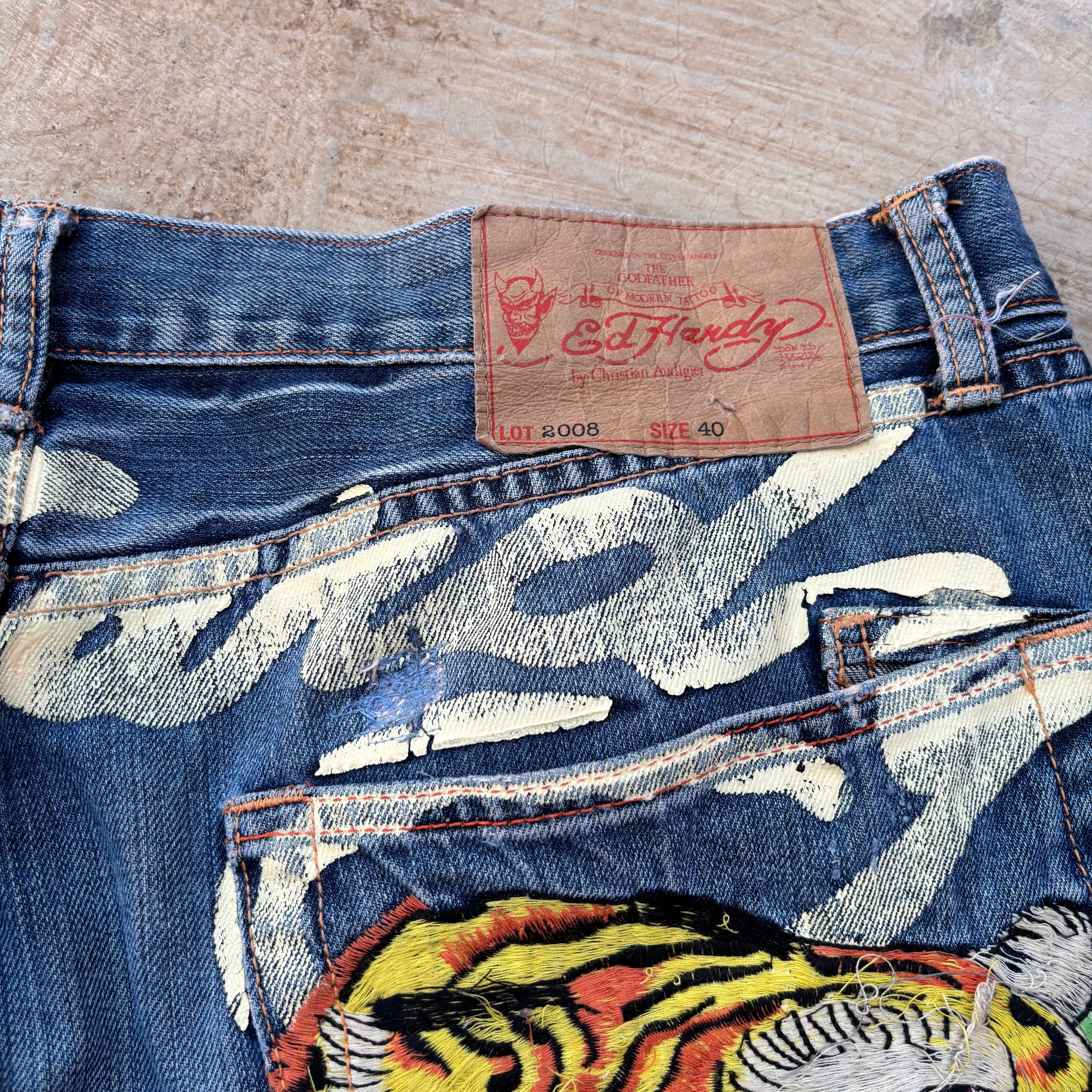 Vintage 00s Edhardy Spell Out Denim Jeans 40