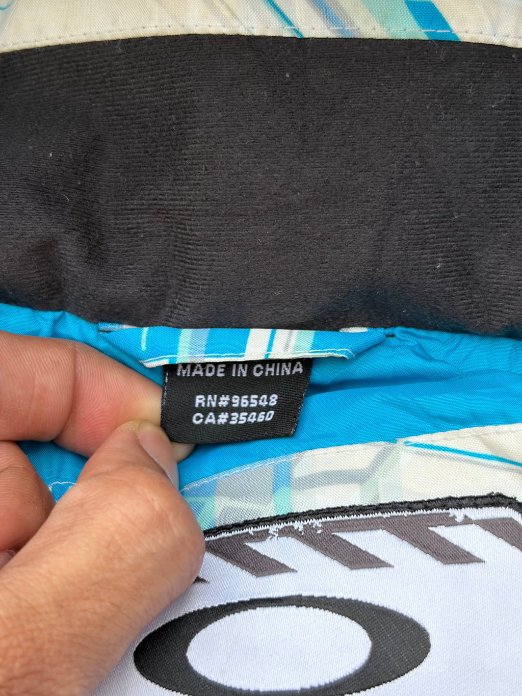 00s Oakley Down Blue Geometric Pattern Magnetic Closure Tech Jacket S/M