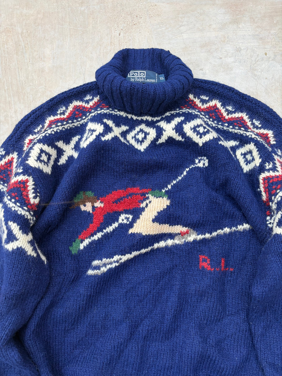 Ultra Rare Vintage Polo Ralph Lauren Ski Knit Sweater L/XL