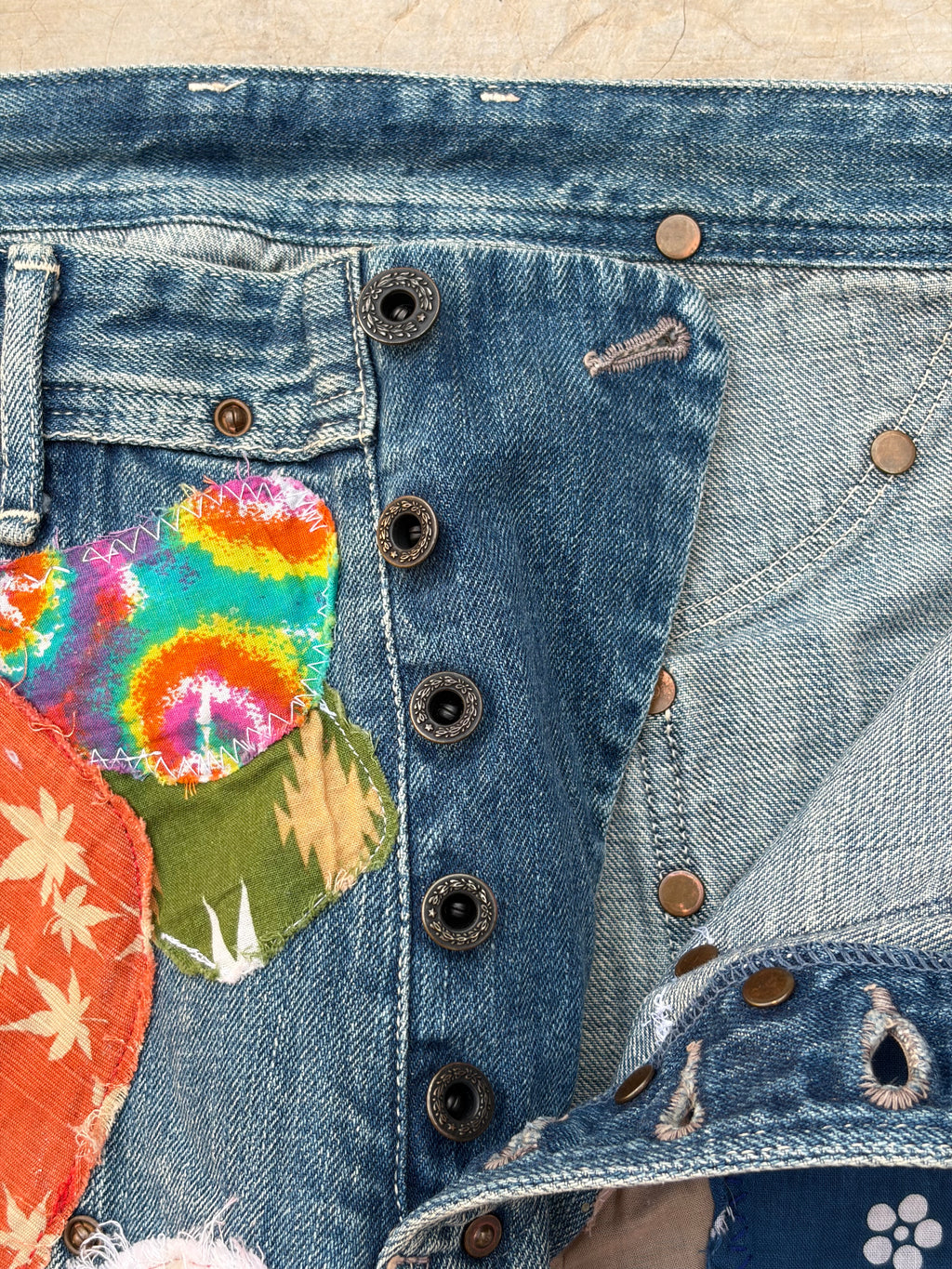 Archive 00s Kapital Kiro Hirata Patchwork Boro Flared Denim Jeans 32
