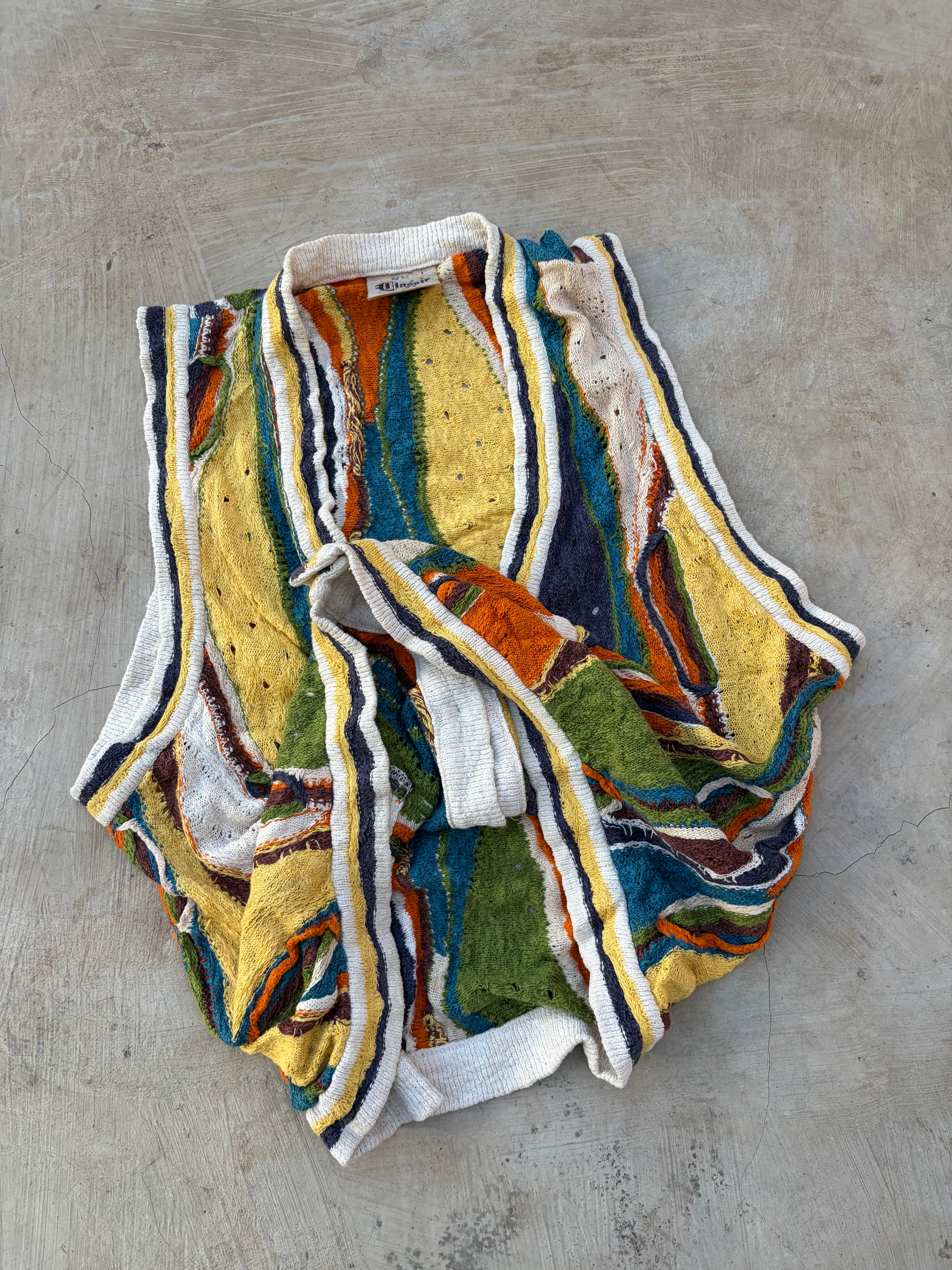 Vintage 90s Coogi Textured Knit Vest Multicolor Button Front Size L