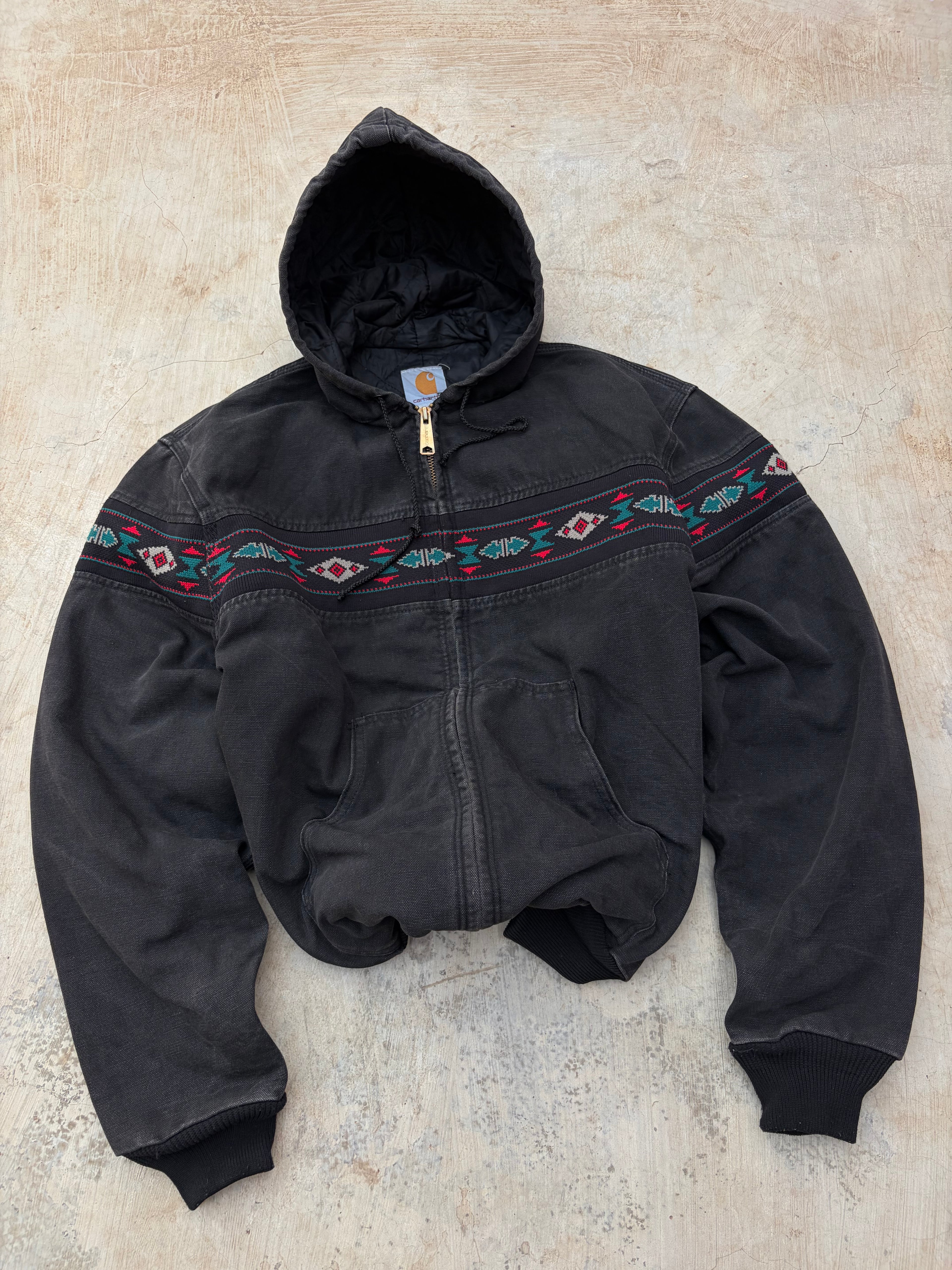 Vintage 90s Carhartt Aztec Active Jacket J78 BLK L