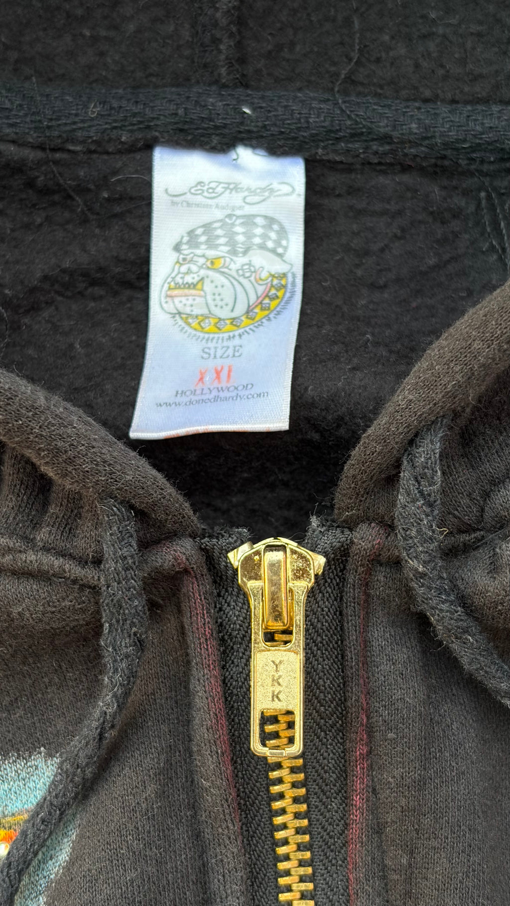 00s Ed Hardy Rhinestone Tiger Graphic Zip-Up Hoodie L