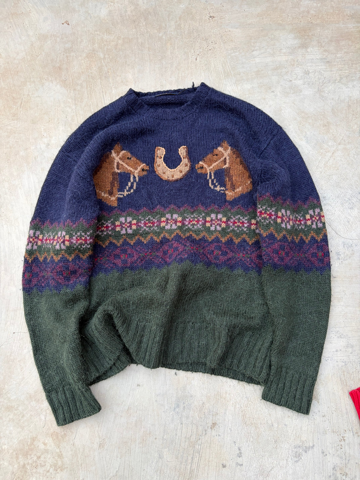 Vintage Polo Ralph Lauren Equestrian Sweater – Horse & Horseshoe Knit S/M
