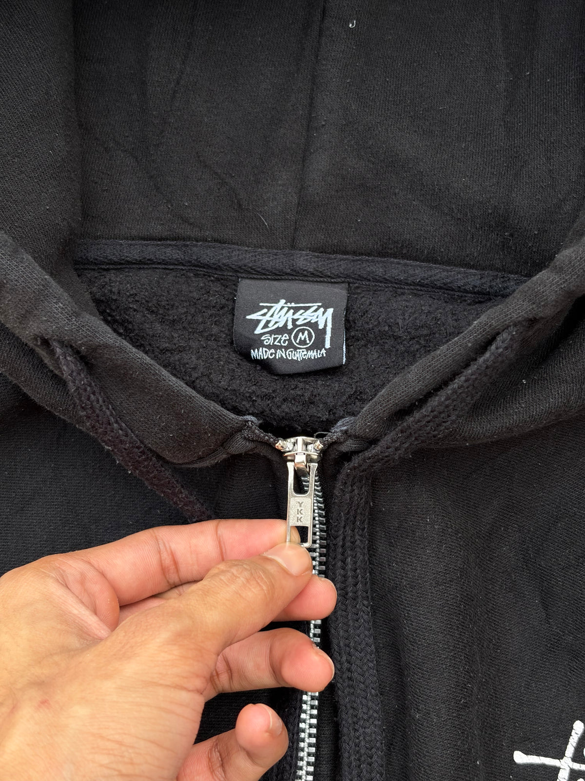 Vintage 00s Stüssy Black Zip-Up Hoodie M