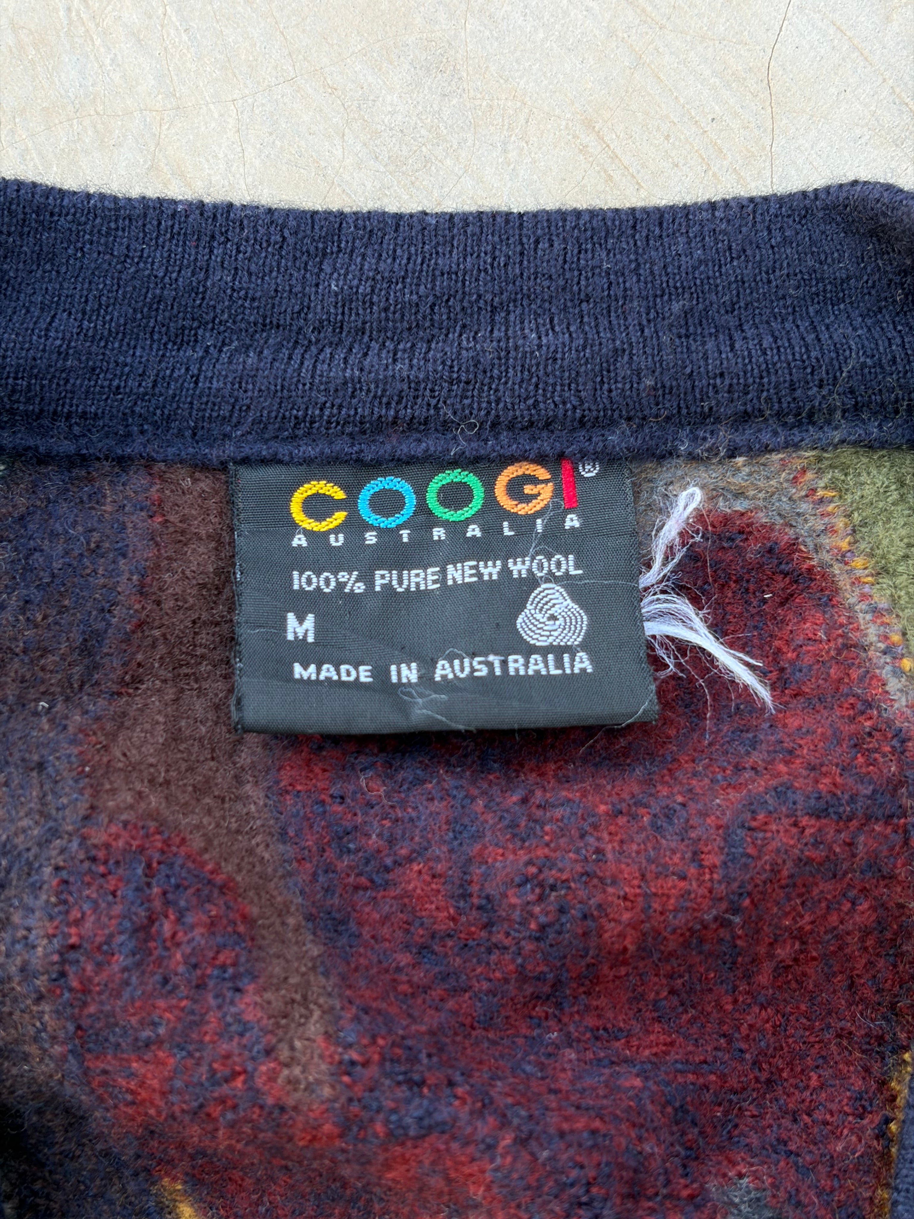Vintage 90s COOGI Australia Pure New Wool Cardigan Size M