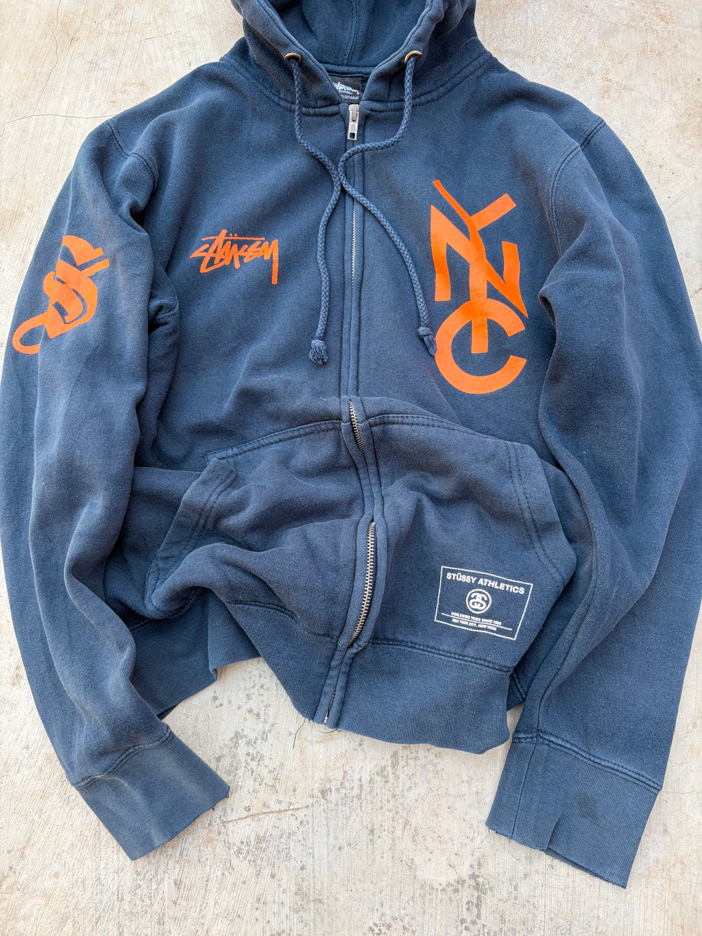 Vintage 2000s Stussy Athletics NYC Zip Hoodie S
