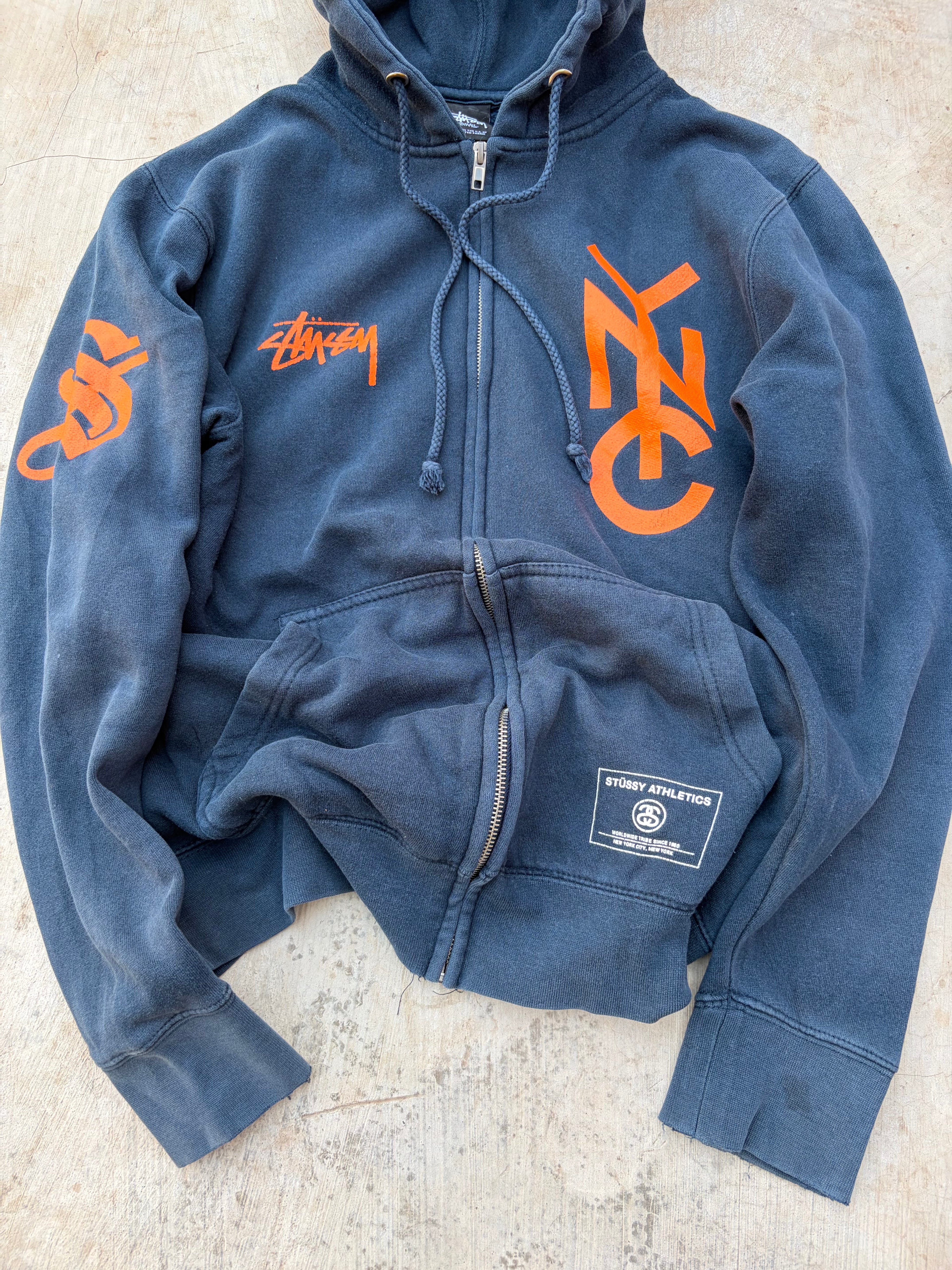Vintage 2000s Stussy Athletics NYC Zip Hoodie S