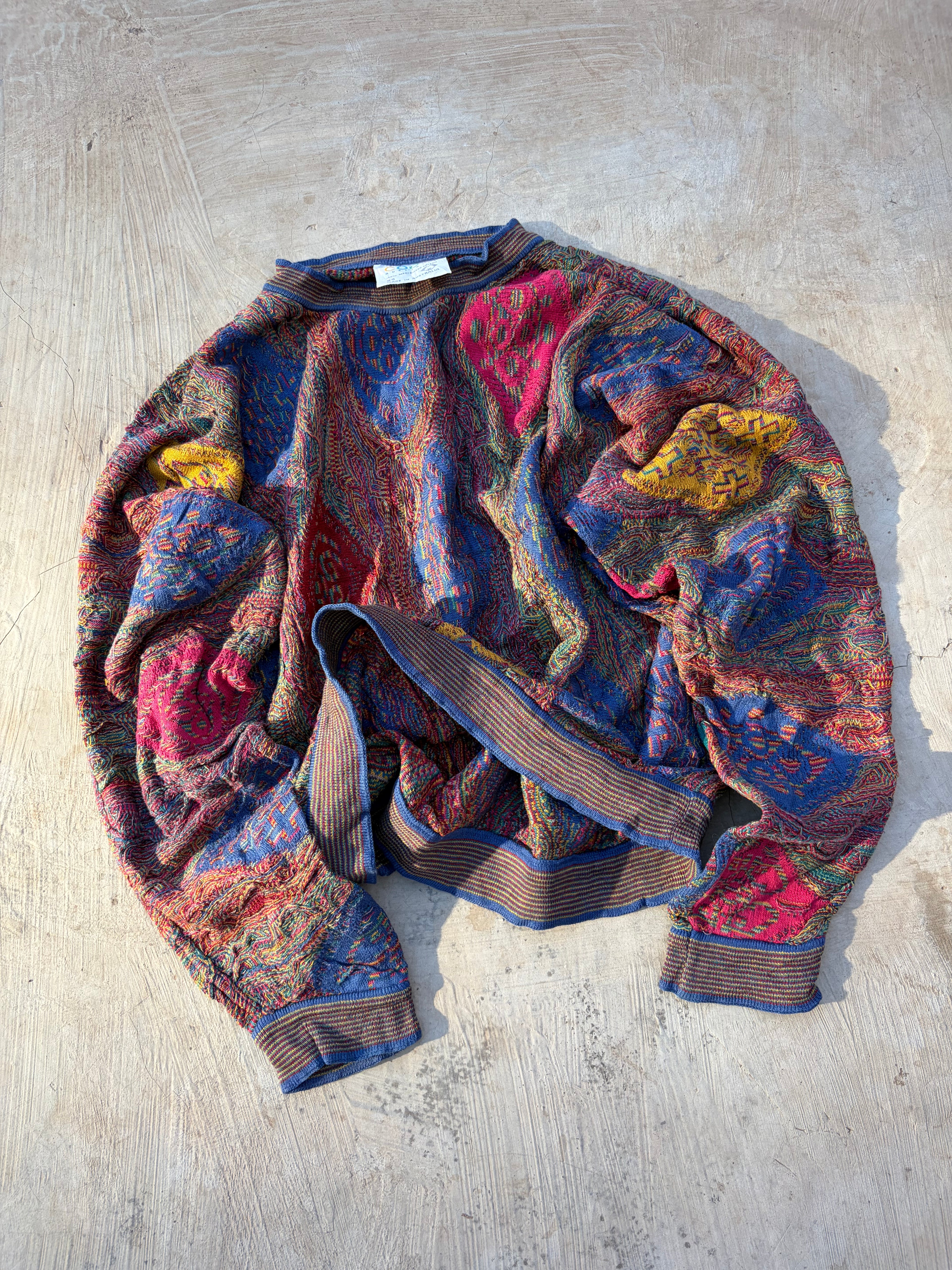 Vintage 90s COOGI Australia Mercerised Cotton Textured Knit Sweater Size SS