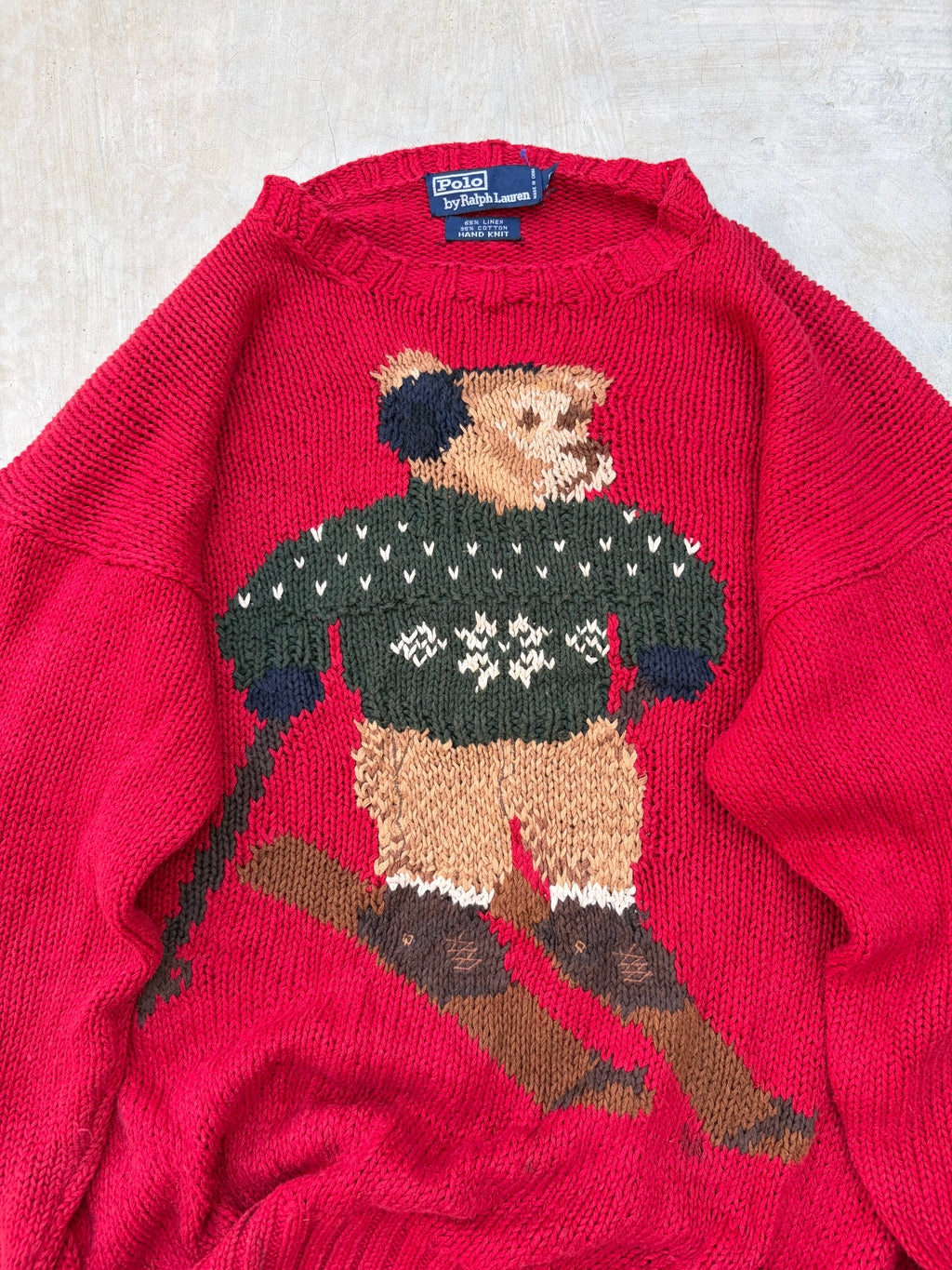 Extremely Rare 1992 Vintage Polo Ralph Lauren Ski Bear Sweater – Hand Knit M/L