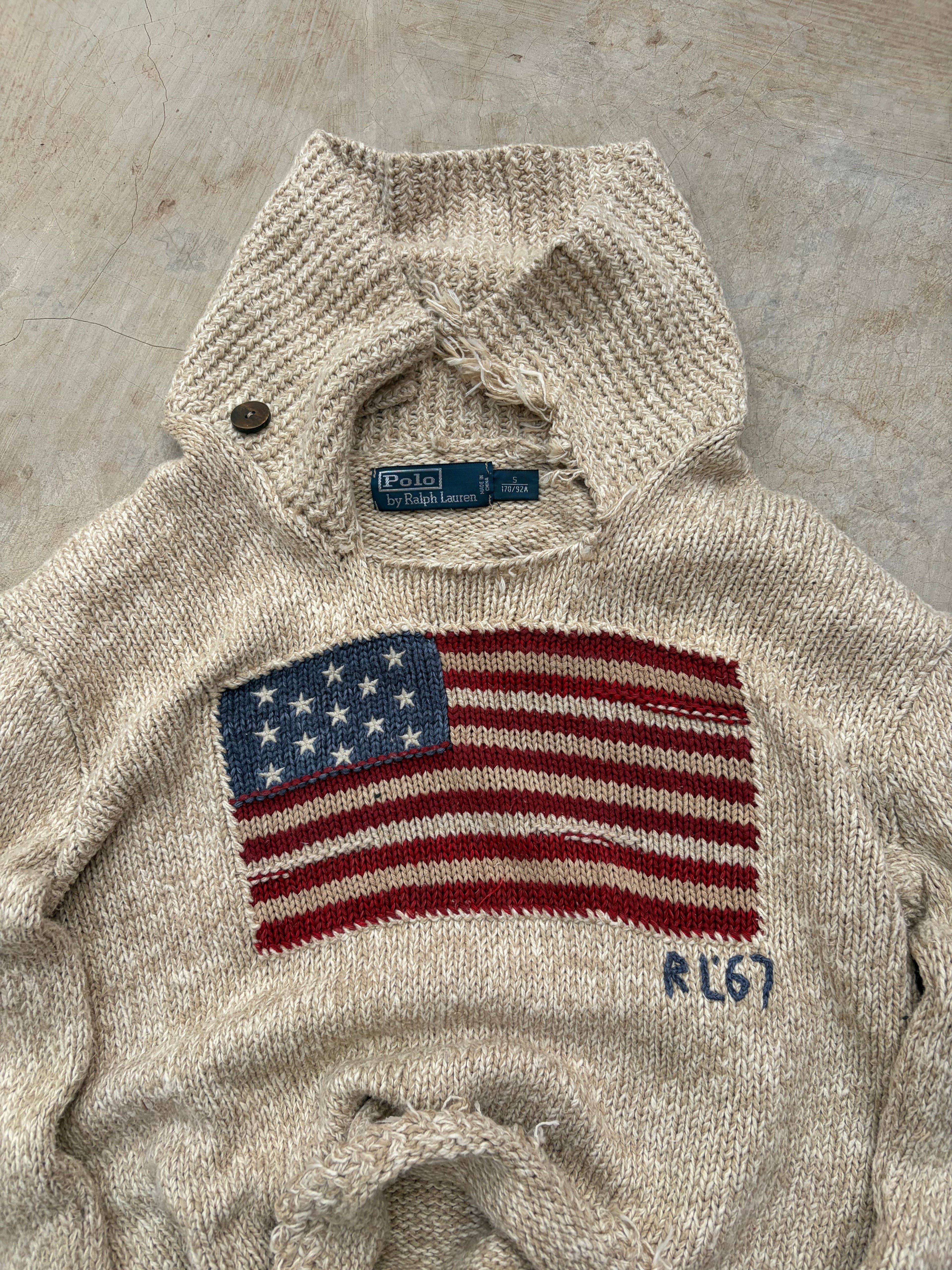 Vintage 90s Polo Ralph Lauren 67 Flag Knitwear M