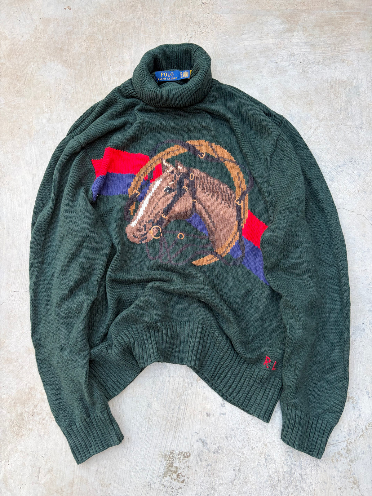 Vintage Polo Ralph Lauren Equestrian Horse Turtleneck Sweater XL/XXL