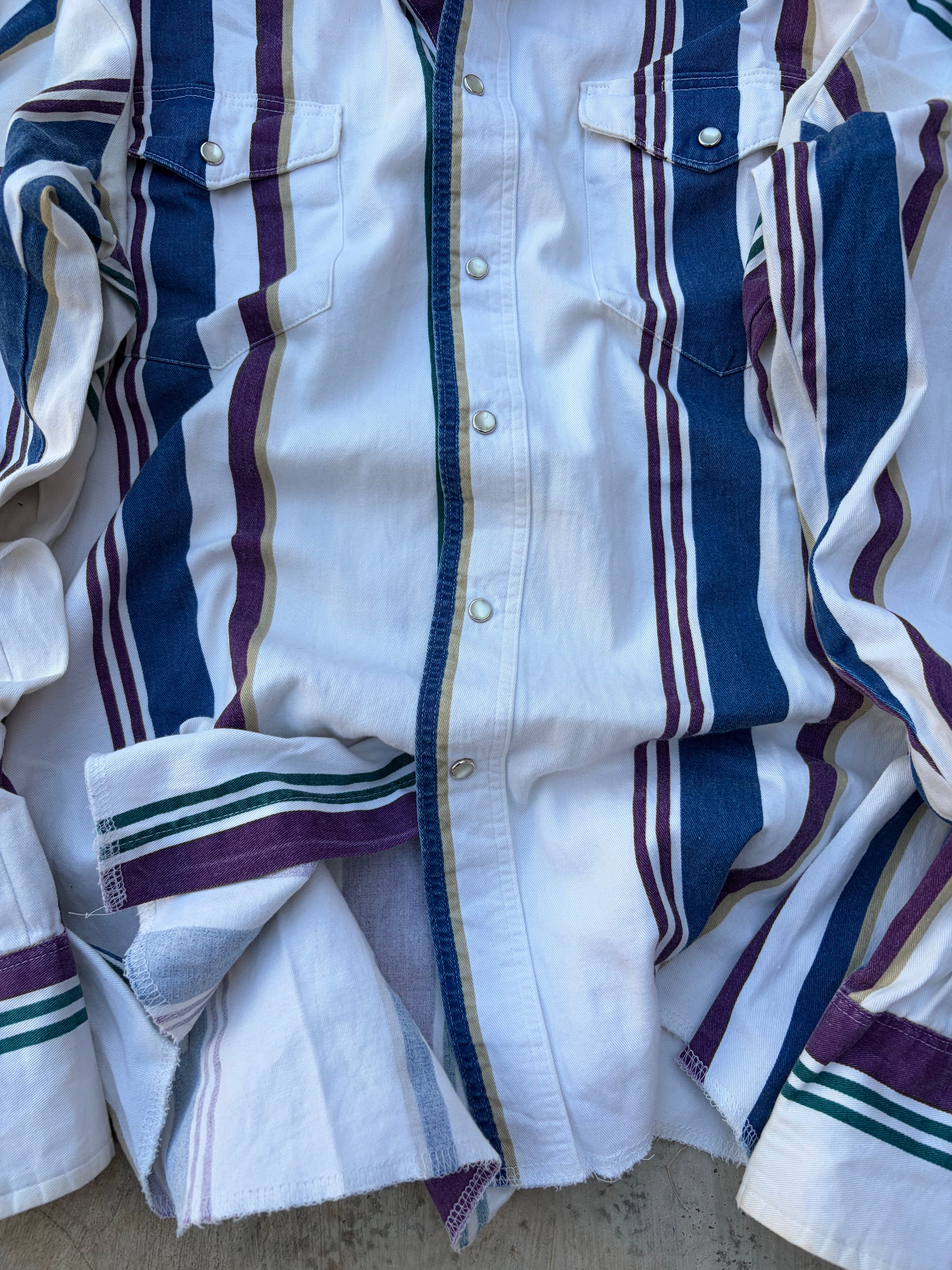 Vintage 90s Wrangler Brushpopper Western Pearl Snap Shirt M