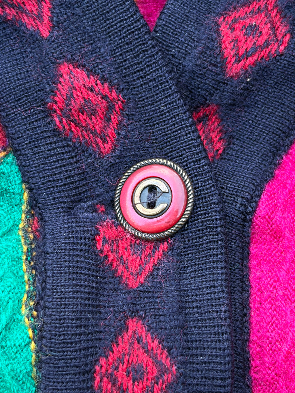 Vintage 90s Coogi Australia 3D Knit Pure New Wool Cardigan Sweater L
