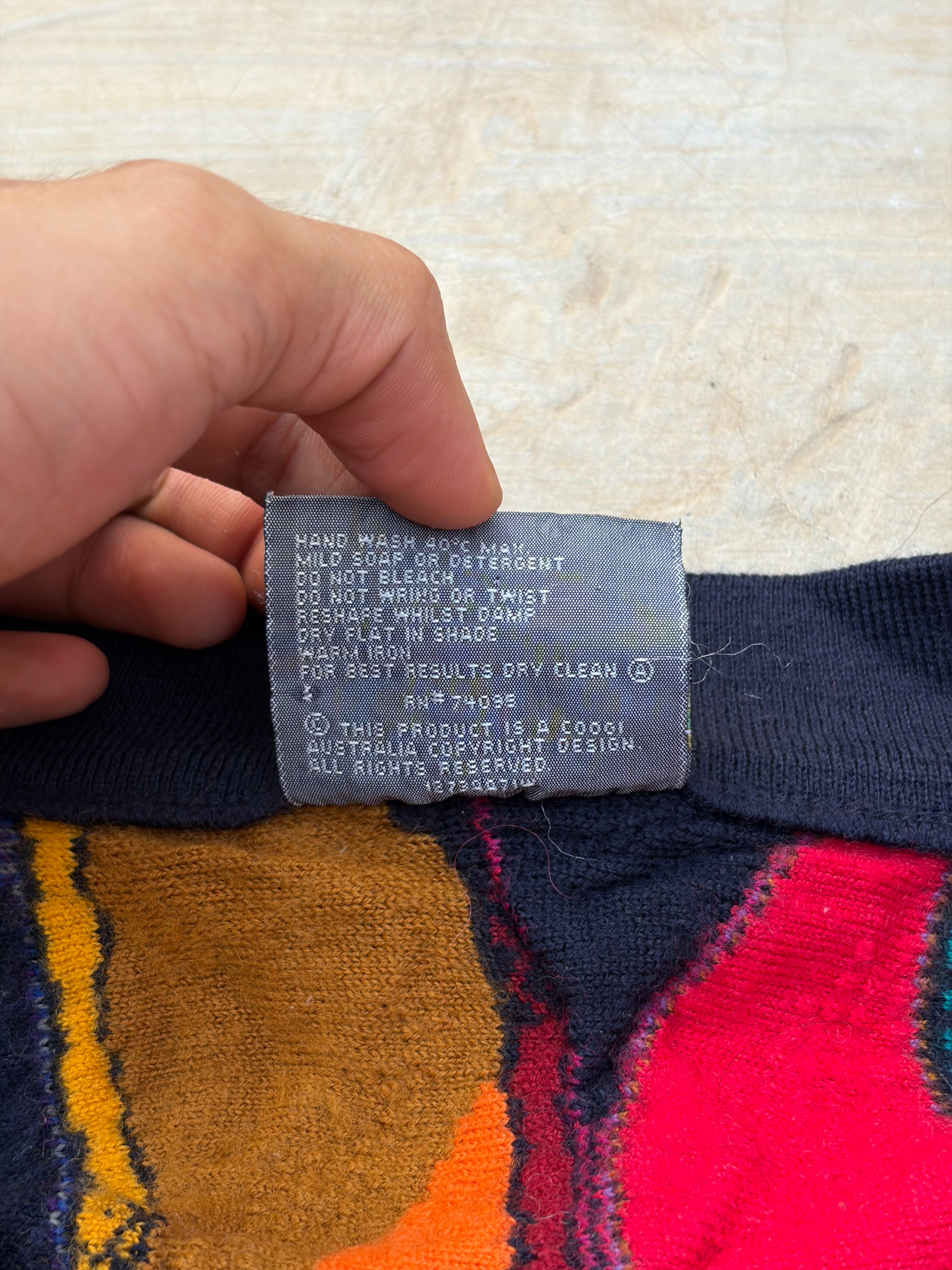 Vintage 90s Coogi Australia 3D Knit Pure New Wool Cardigan Sweater L