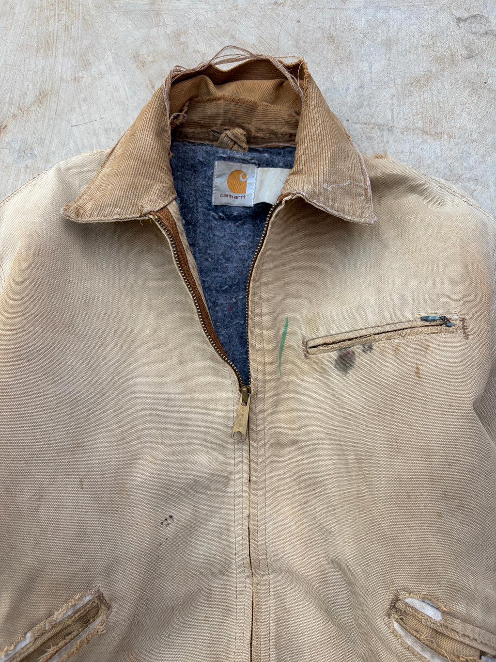 Vintage 90s Sunfaded Thrashed Carhartt Detroit Jacket M