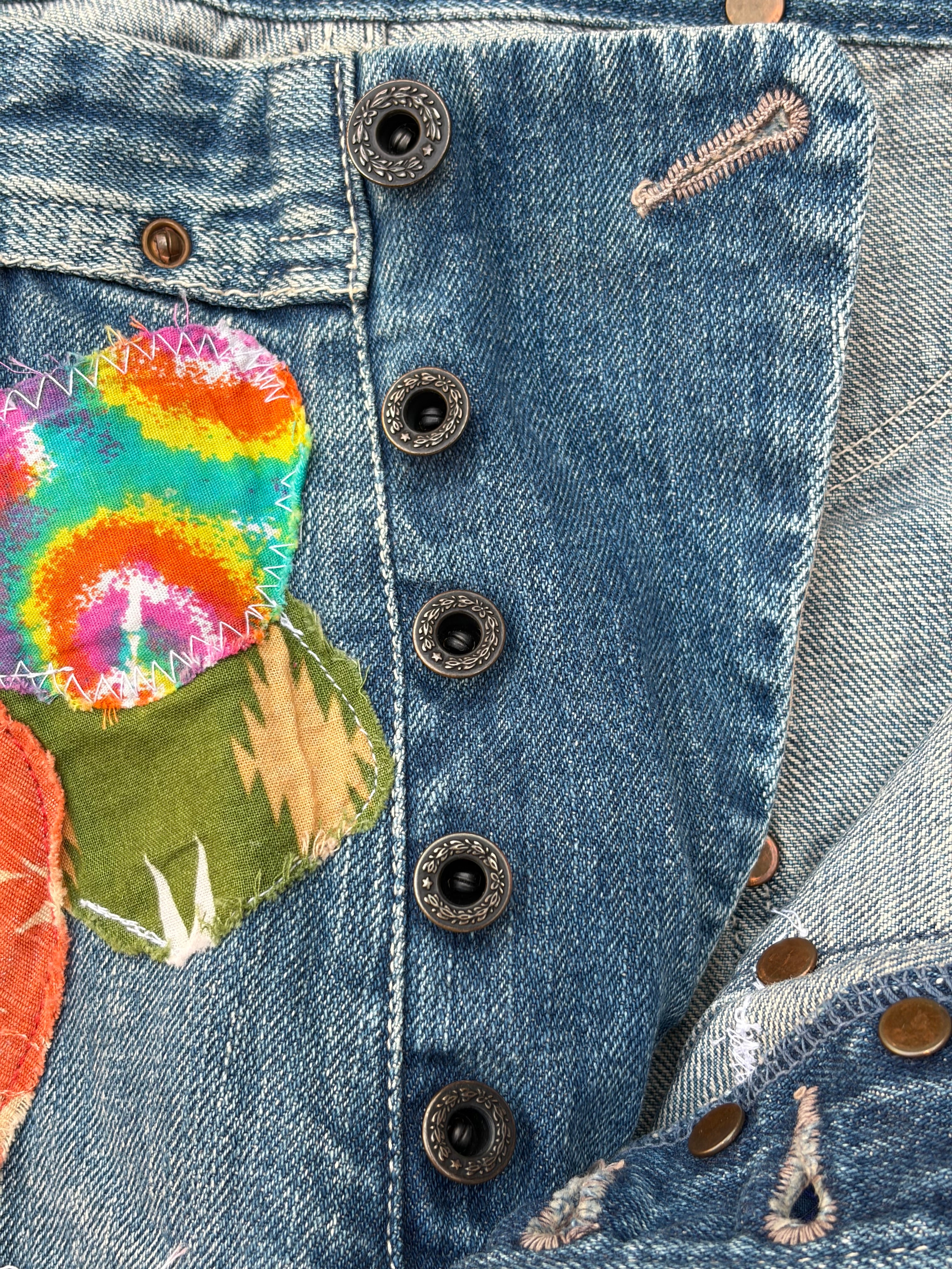 Archive 00s Kapital Kiro Hirata Patchwork Boro Flared Denim Jeans 32