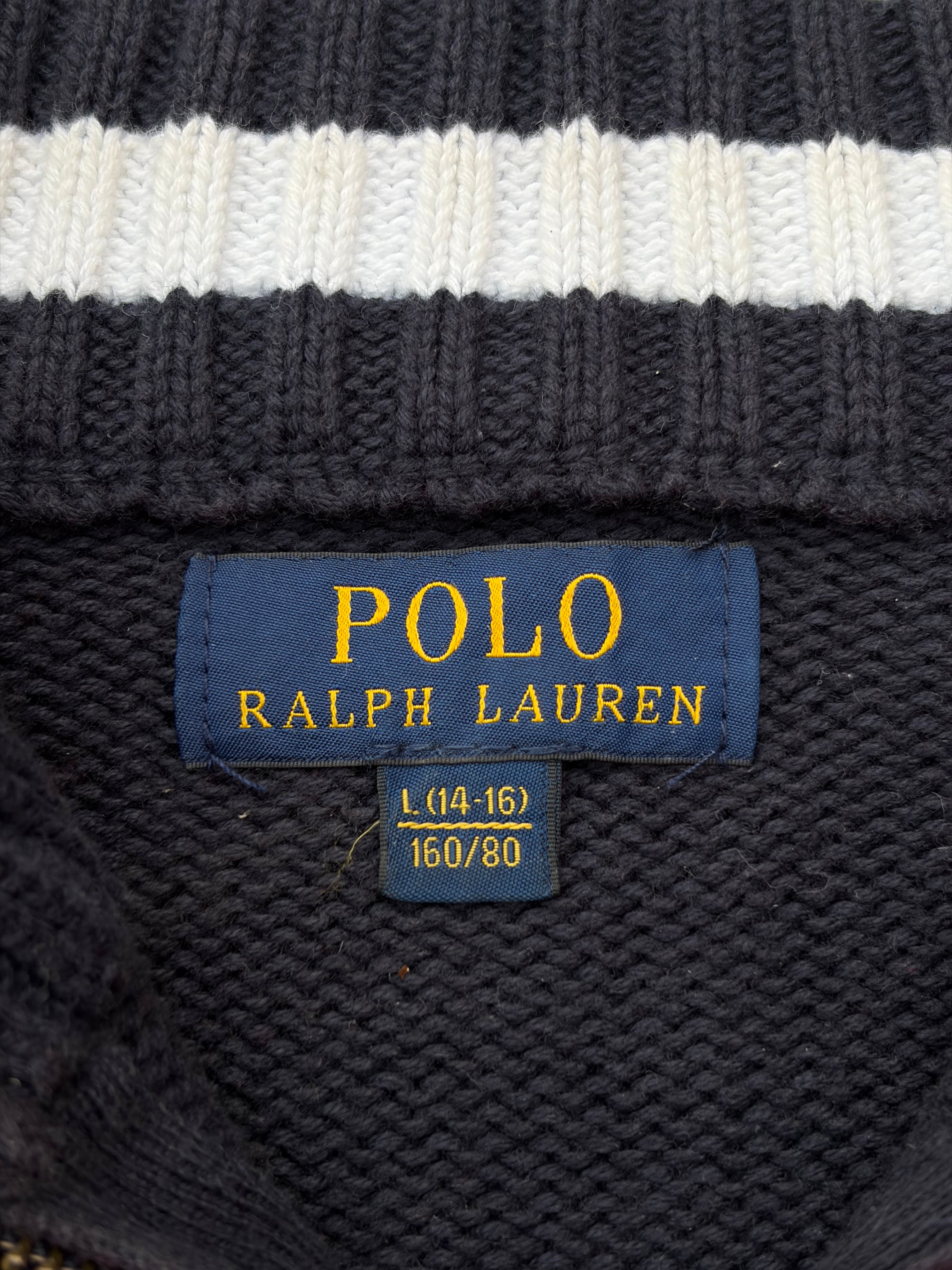 Vintage 00s Polo Ralph Lauren Full-Zip Knit Sweater S
