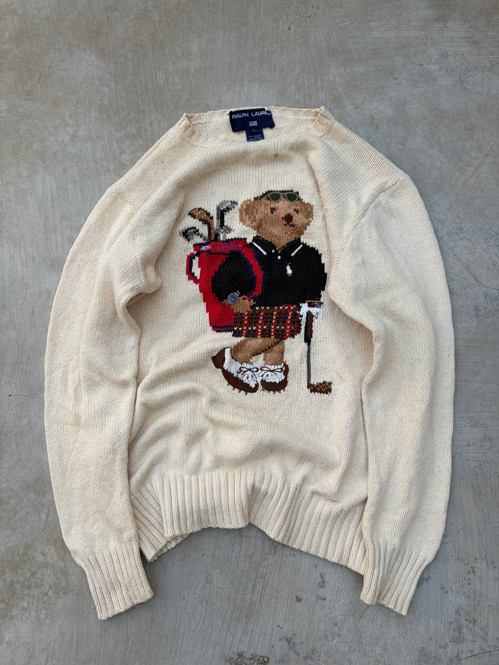 Rare Vintage 90s Ralph Lauren Polo Sport Polo Bear Ski Sweater M/L