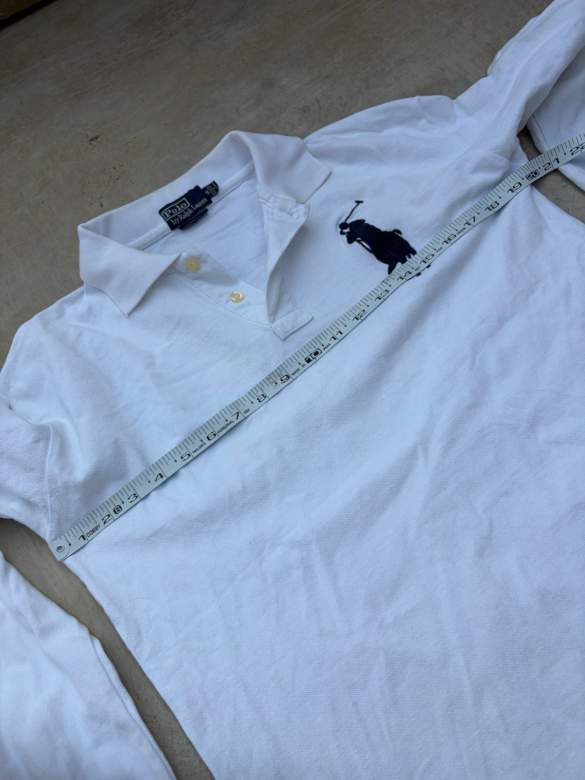 Vintage Polo Ralph Lauren White Long Sleeve Rugby Polo S