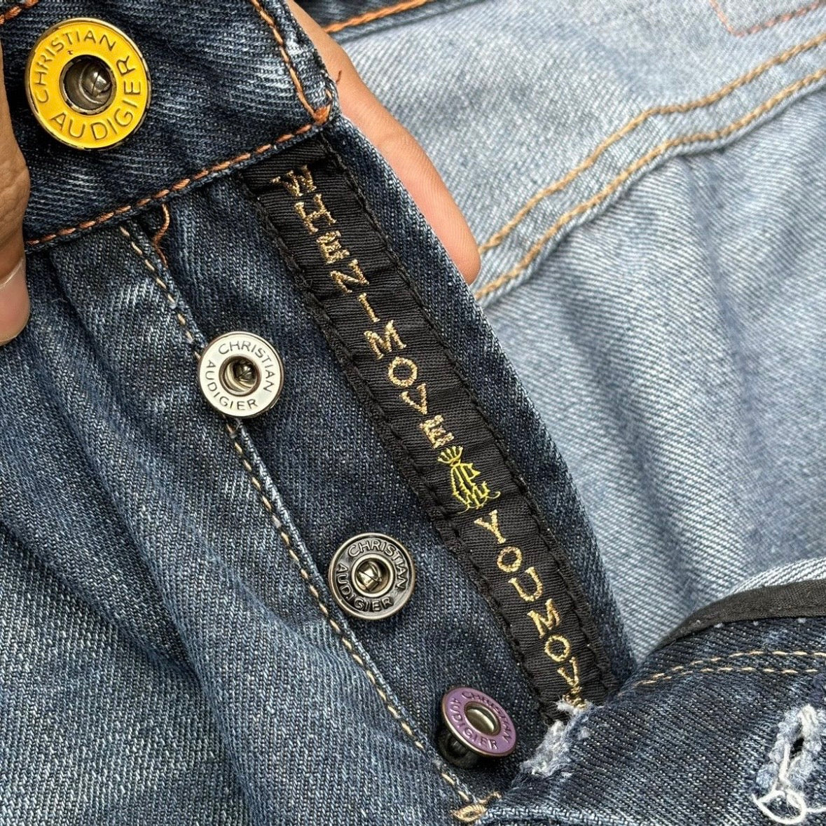 Vintage Christian Audigier Spell Out Jeans 38