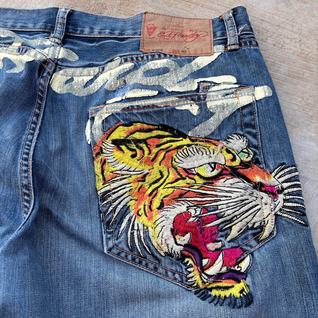 Vintage 00s Edhardy Spell Out Denim Jeans 40
