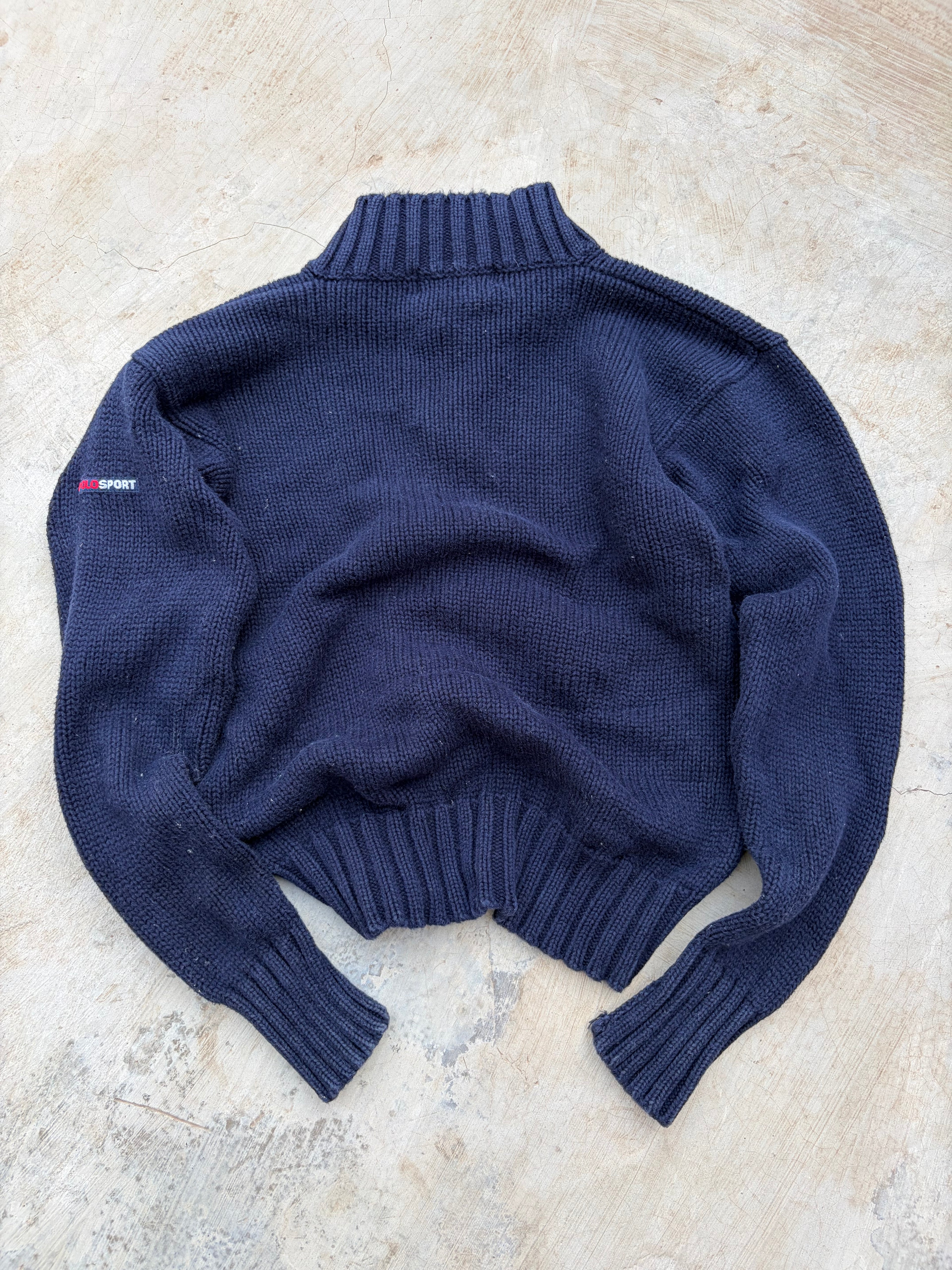 Vintage 90s Polo Sport Ralph Lauren Flag Quarter Zip Knitwear S