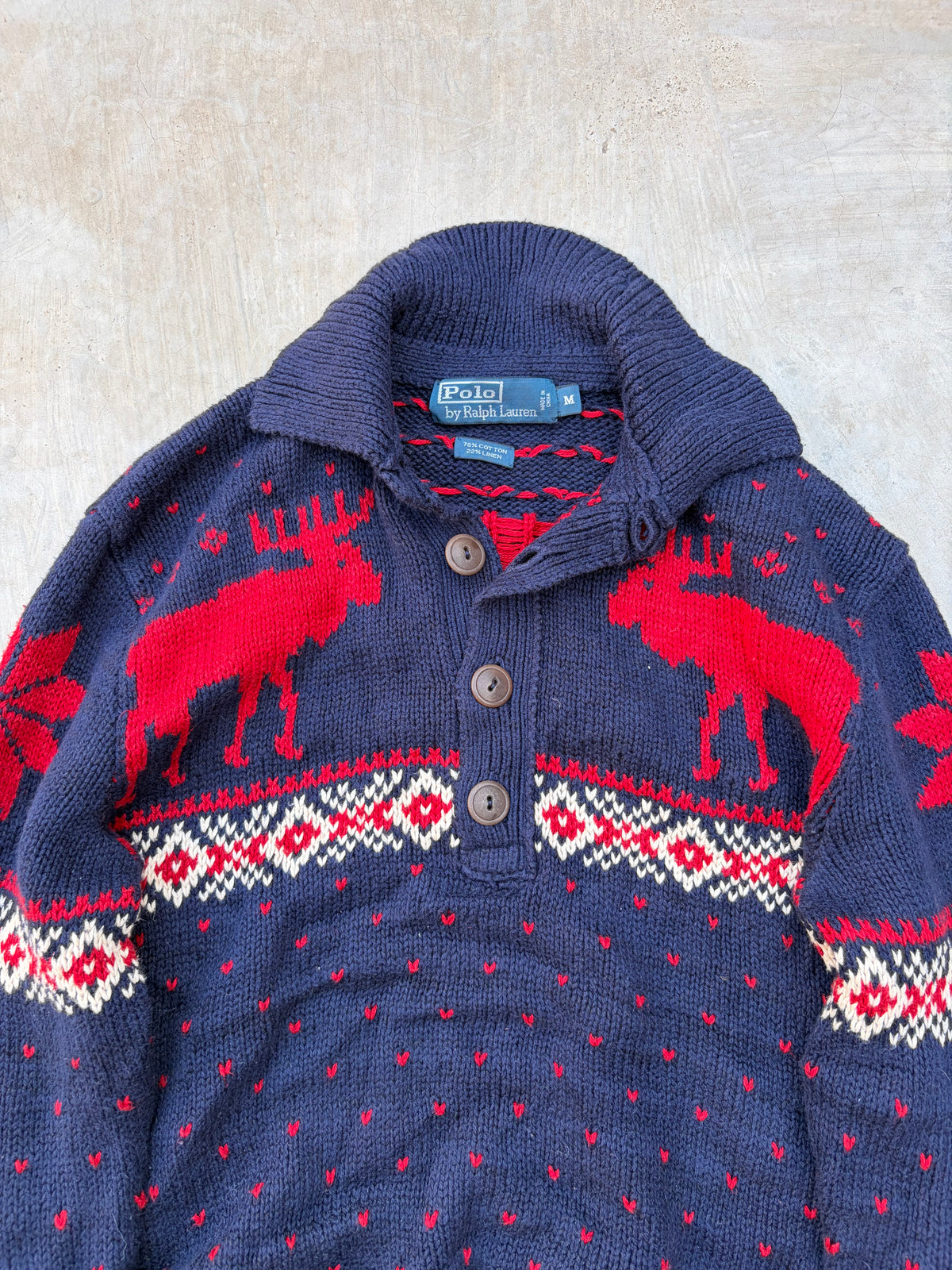 Vintage Polo Ralph Lauren Reindeer Knit Sweater M