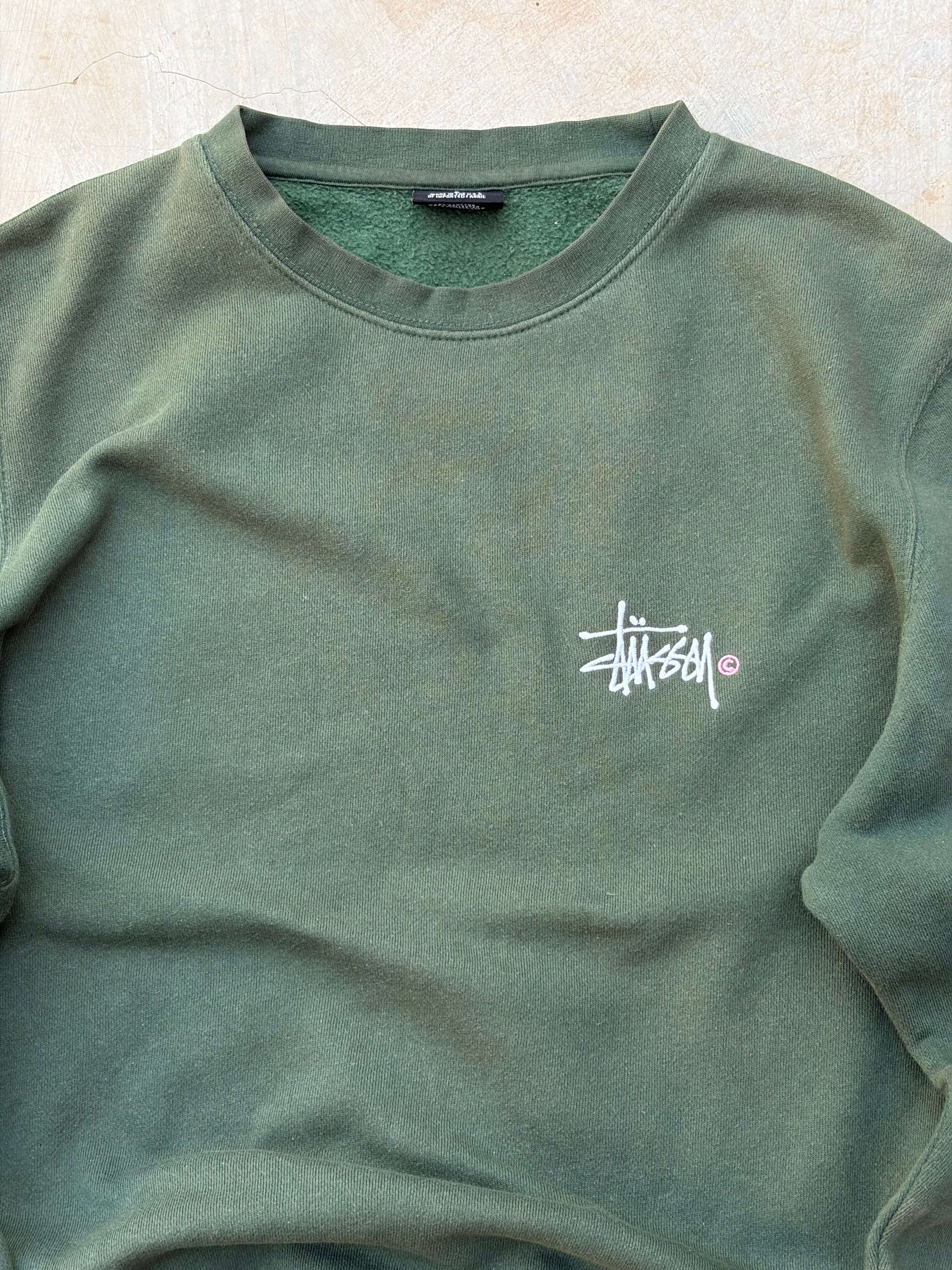 Vintage 00s Stussy Stock Logo Crewneck Sweatshirt M