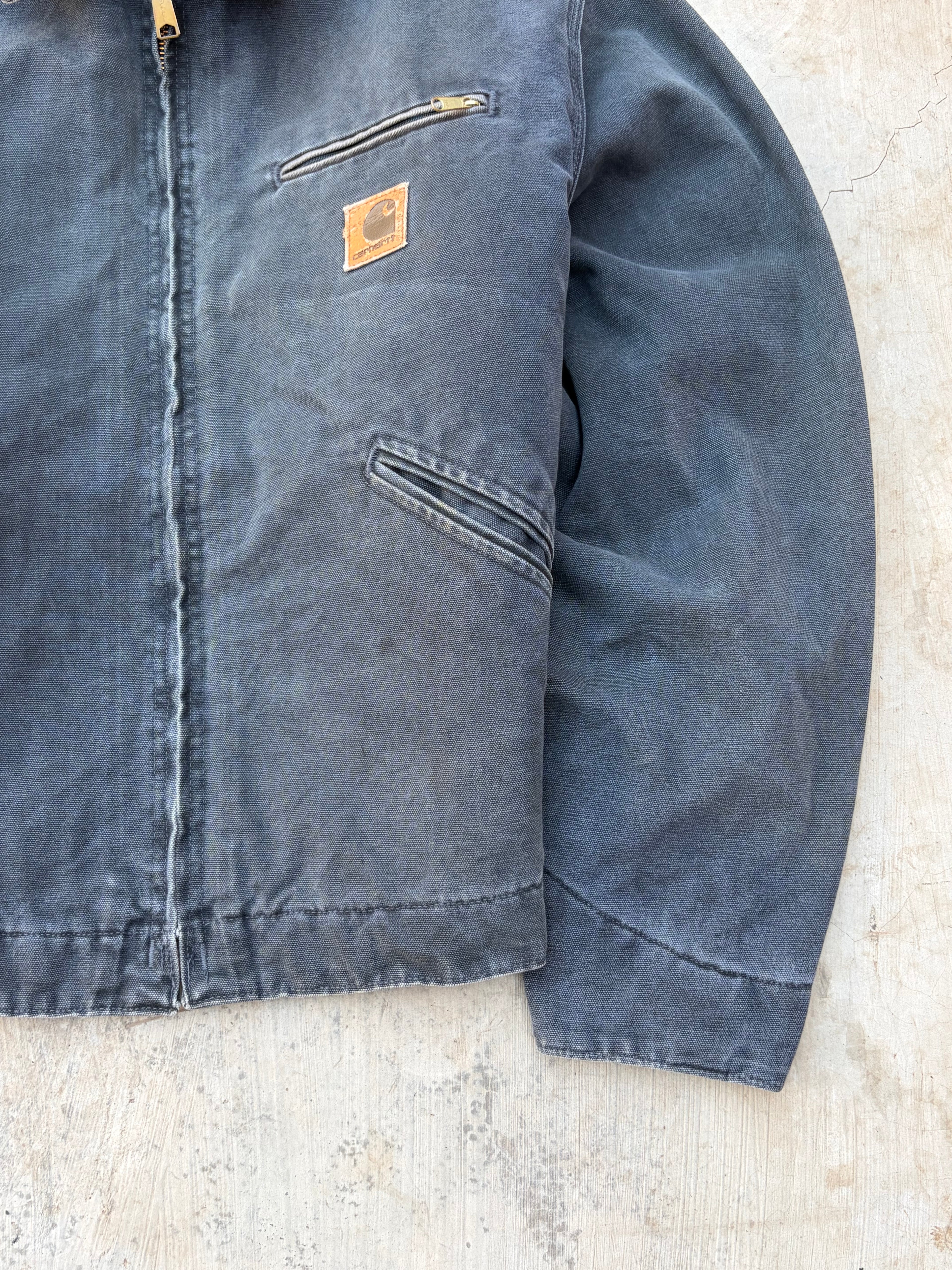 Vintage 90s Carhartt J97 PTL Detroit Jacket Black Fade Tan Collar USA Made Blanket Lined M