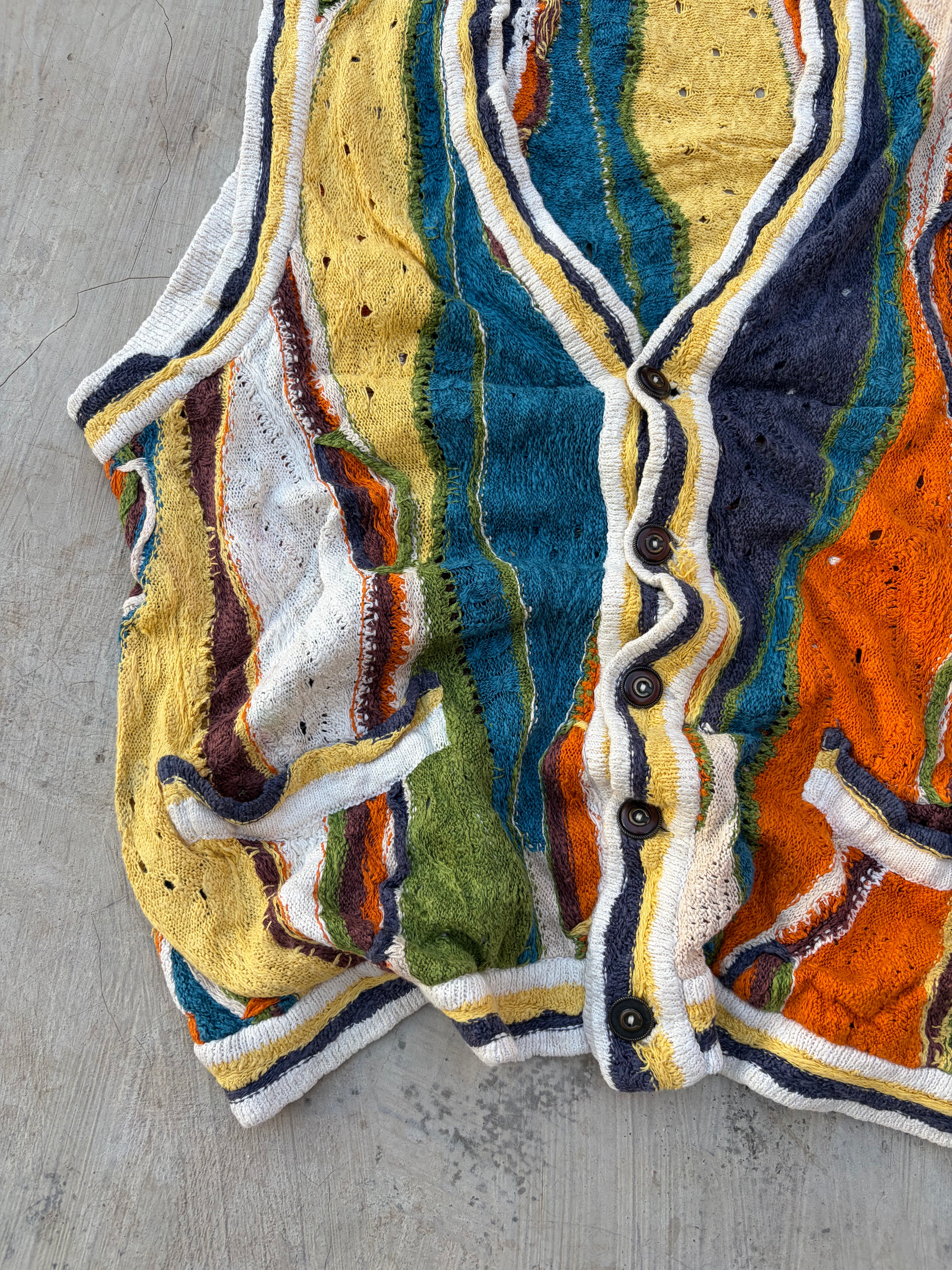 Vintage 90s Coogi Textured Knit Vest Multicolor Button Front Size L