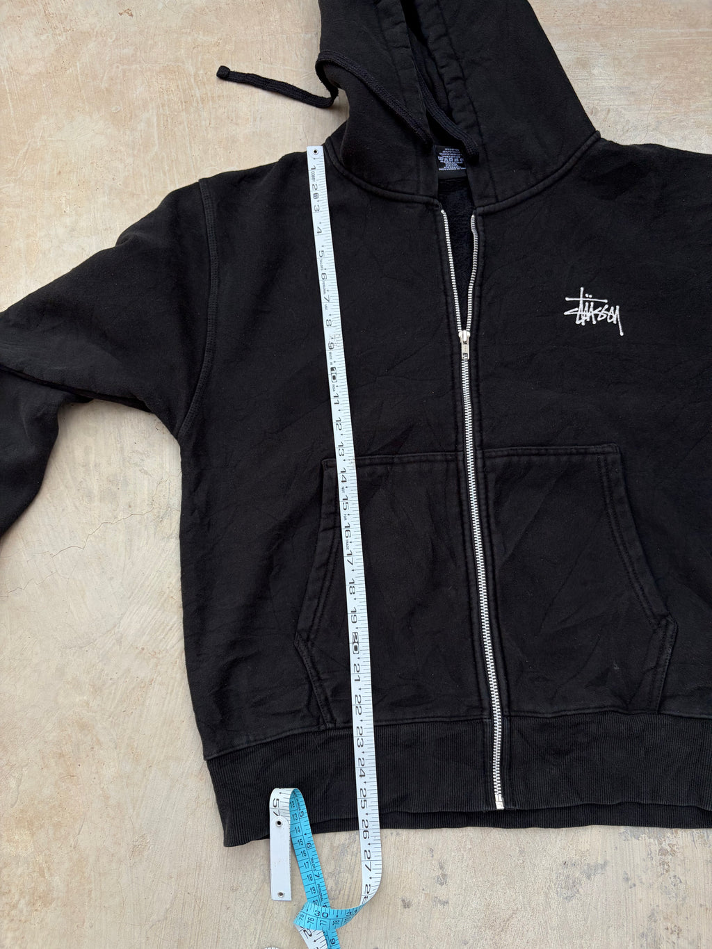 Vintage 00s Stüssy Black Zip-Up Hoodie M