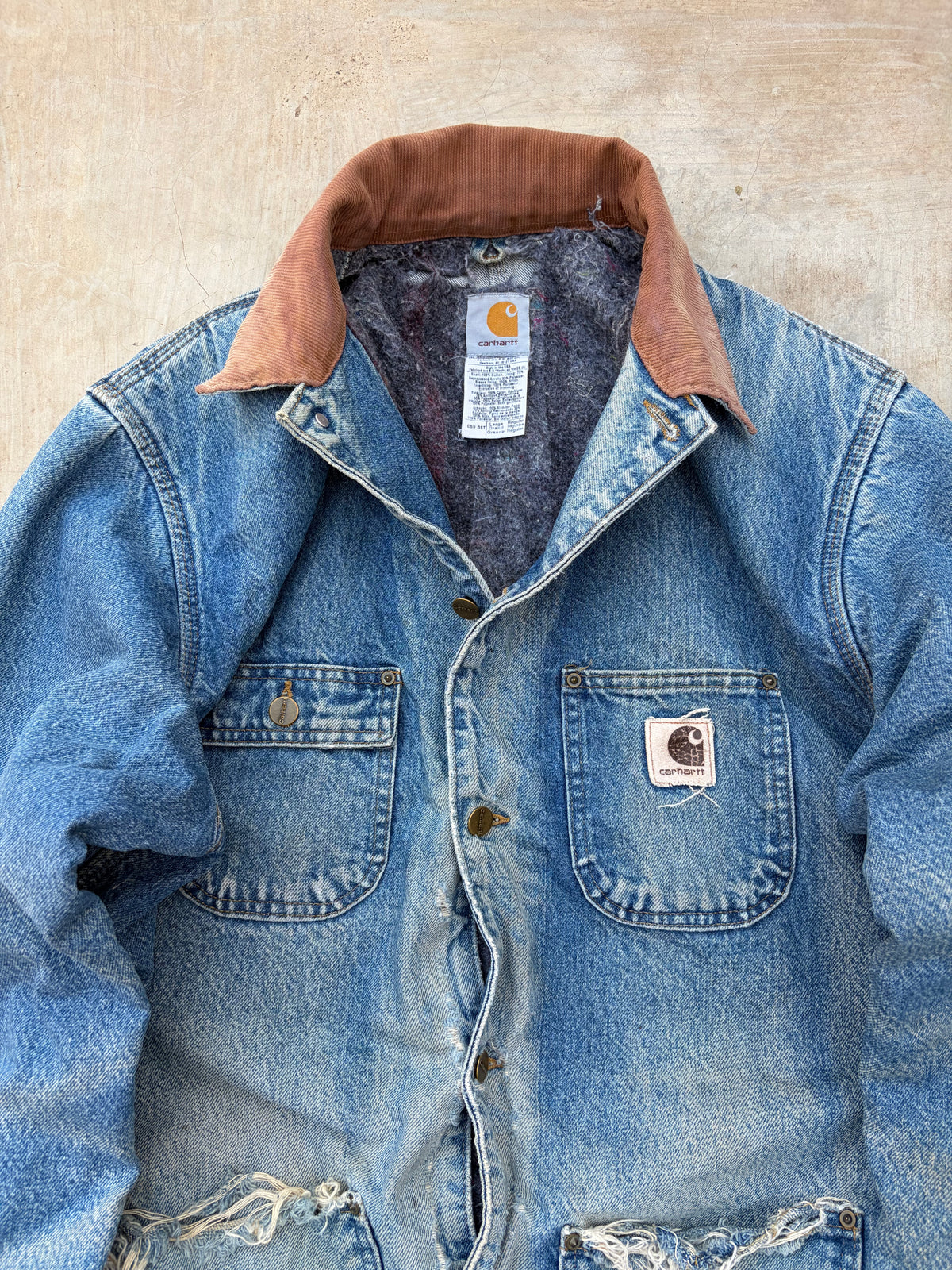 Vintage Carhartt Blanket-Lined Denim Chore Jacket L