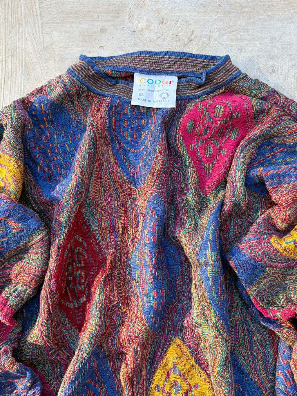 Vintage 90s COOGI Australia Mercerised Cotton Textured Knit Sweater Size SS