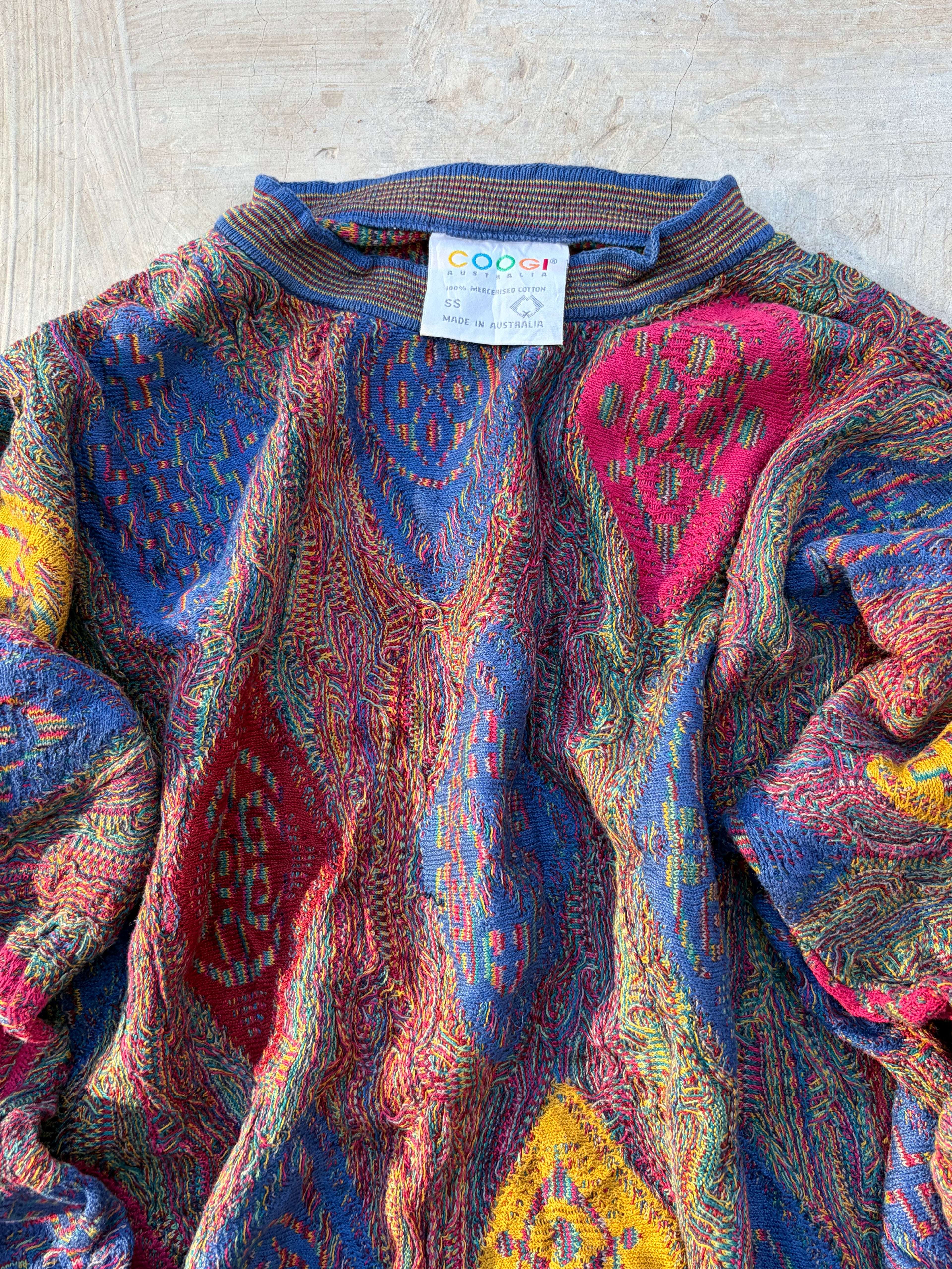 Vintage 90s COOGI Australia Mercerised Cotton Textured Knit Sweater Size SS