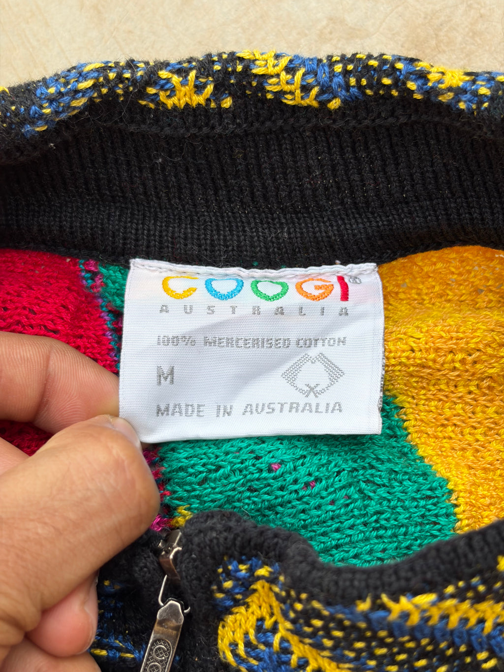 Vintage 90s Coogi 3D Knit Quarter Zip Sweater M/L