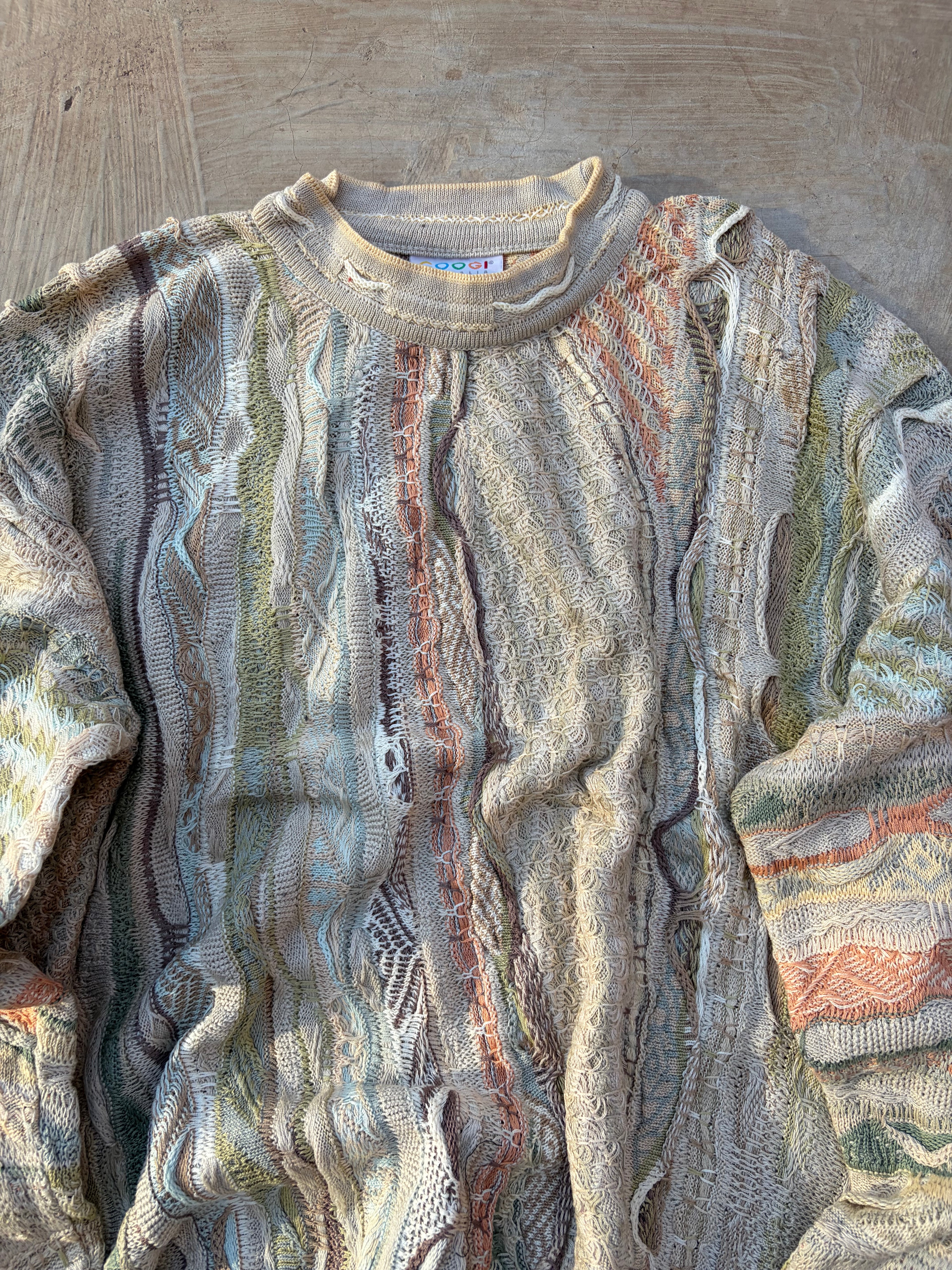 Vintage 90s COOGI 3D Textured Knit Sweater Multicolor Size L