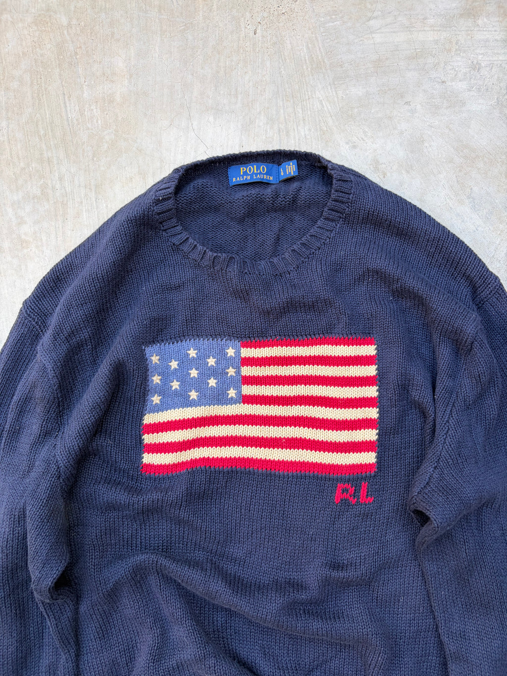 Vintage Polo Ralph Lauren USA Flag Sweater L