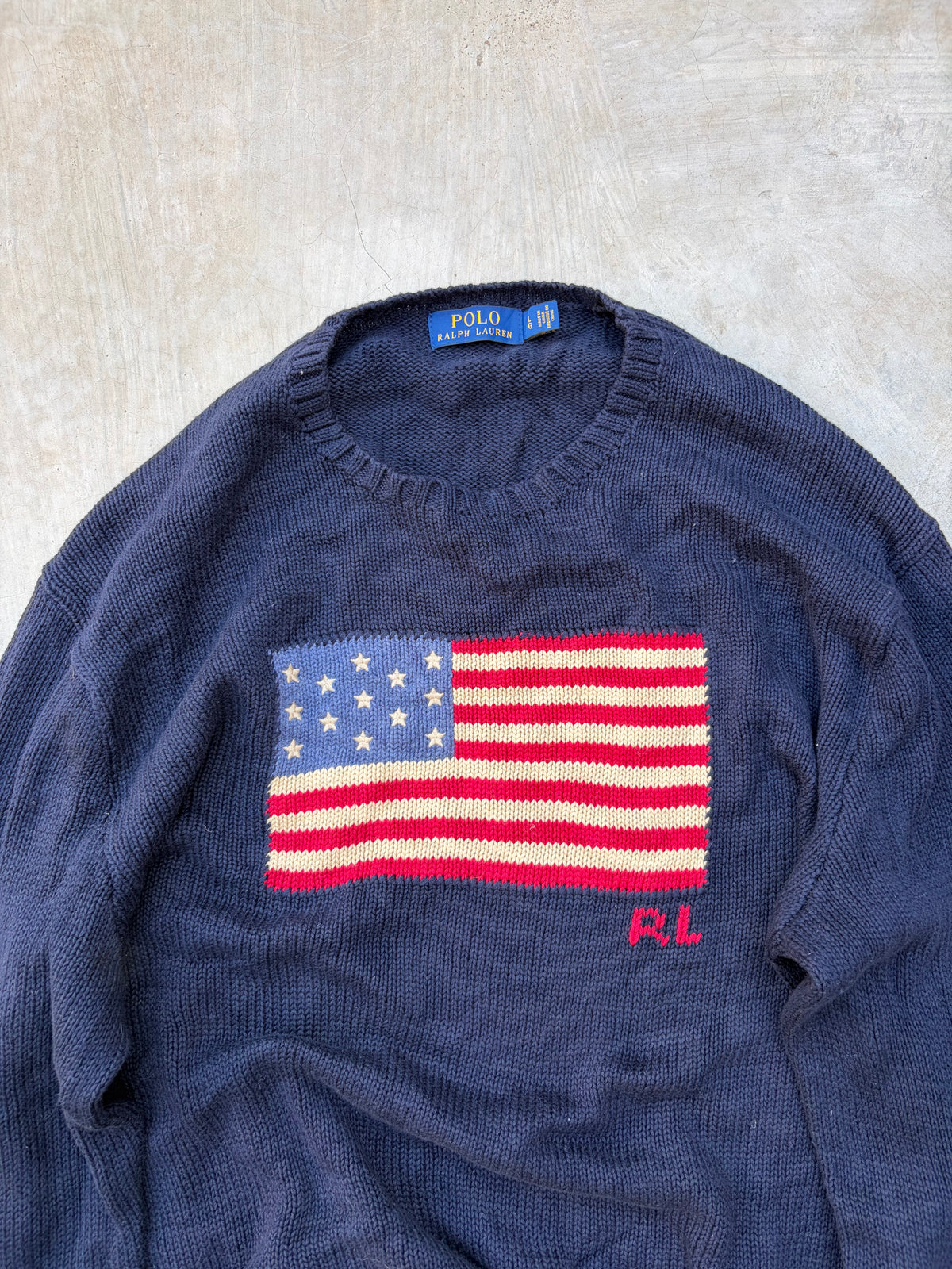 Vintage Polo Ralph Lauren USA Flag Sweater L