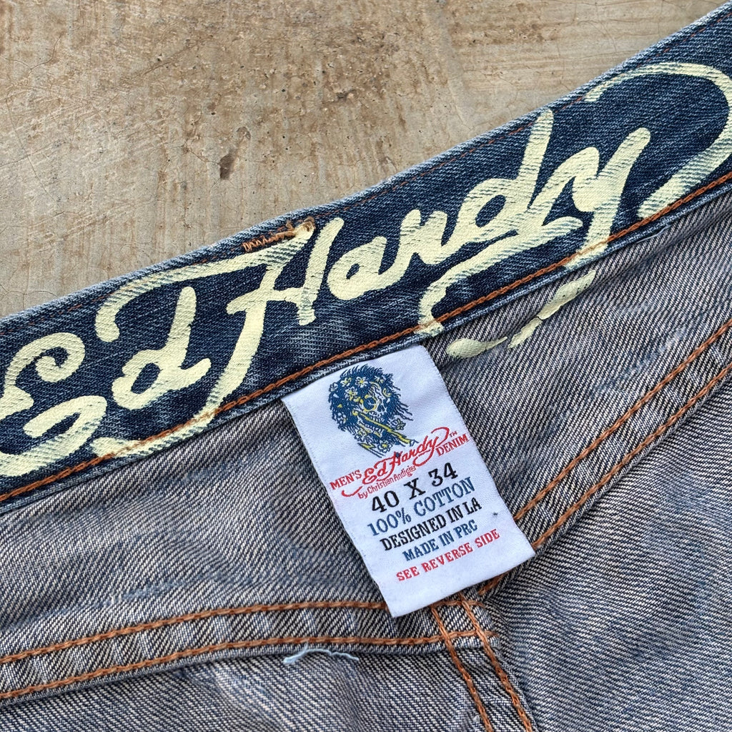 Vintage 00s Edhardy Spell Out Denim Jeans 40