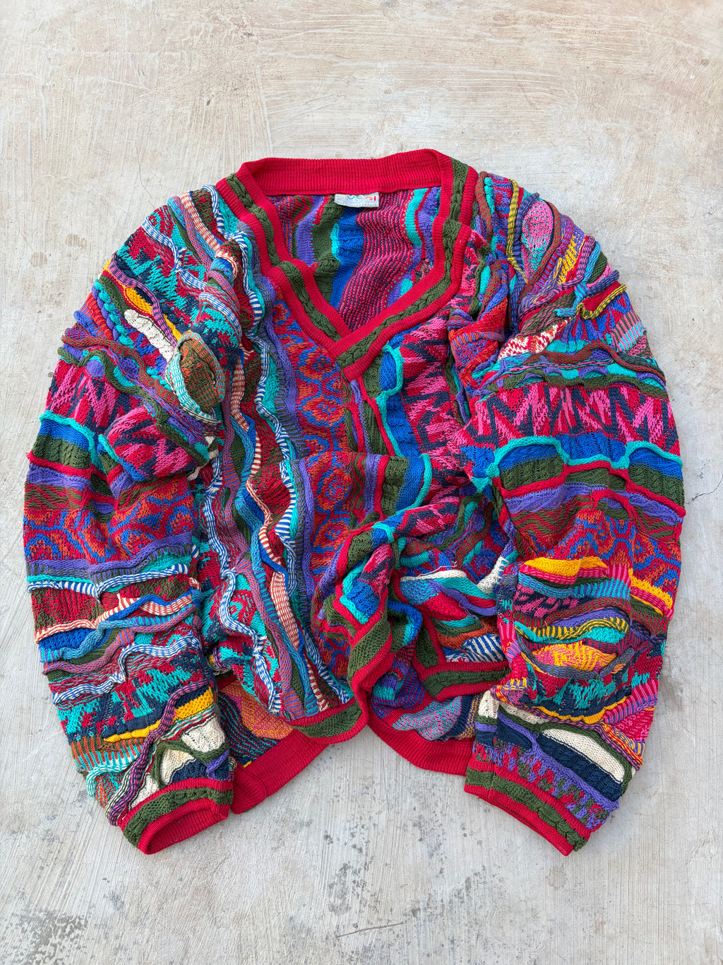 Vintage 90s COOGI Australia 3D Mercerised Cotton Knit Cardigan Size XL