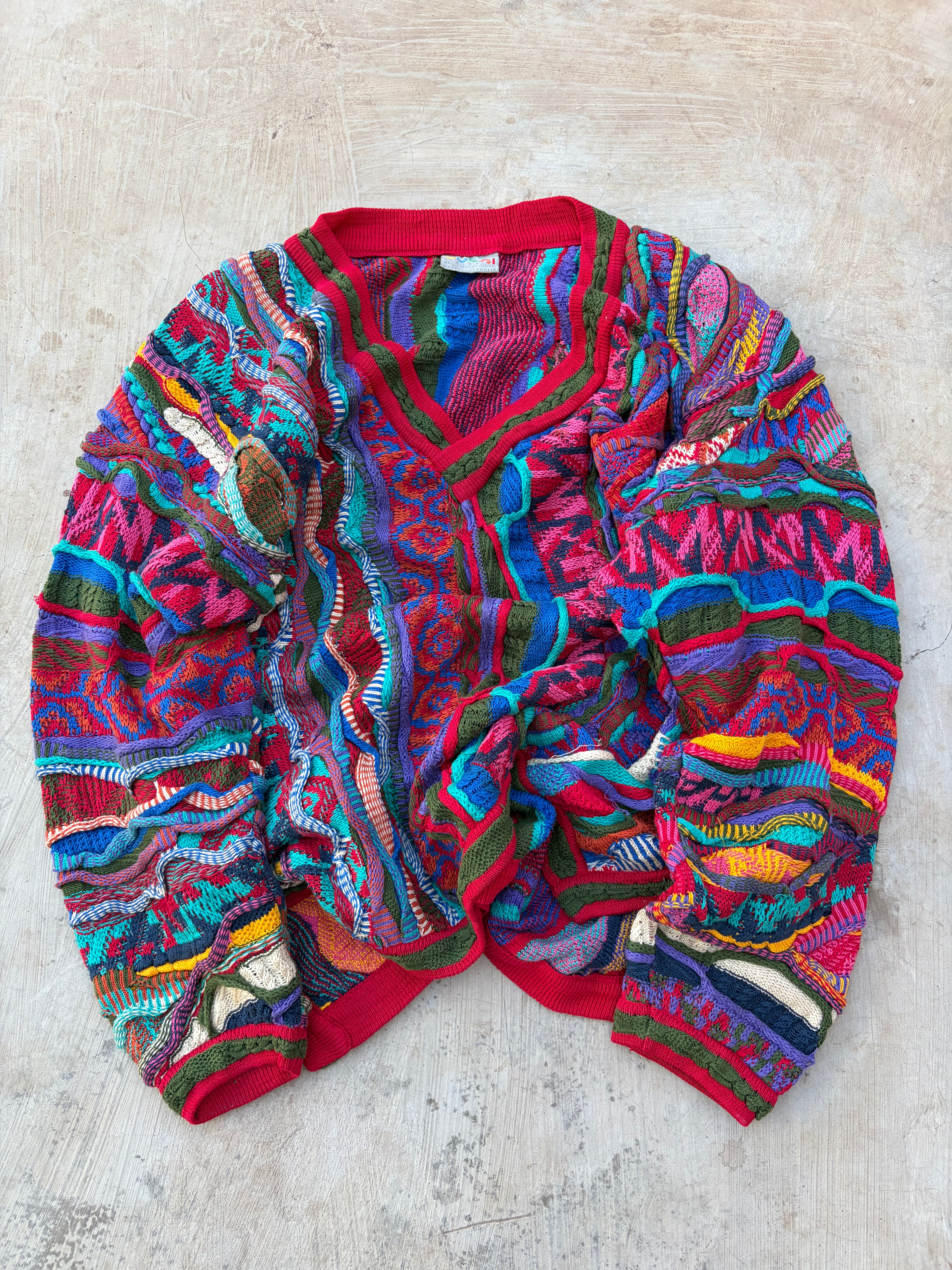 Vintage 90s COOGI Australia 3D Mercerised Cotton Knit Cardigan Size XL