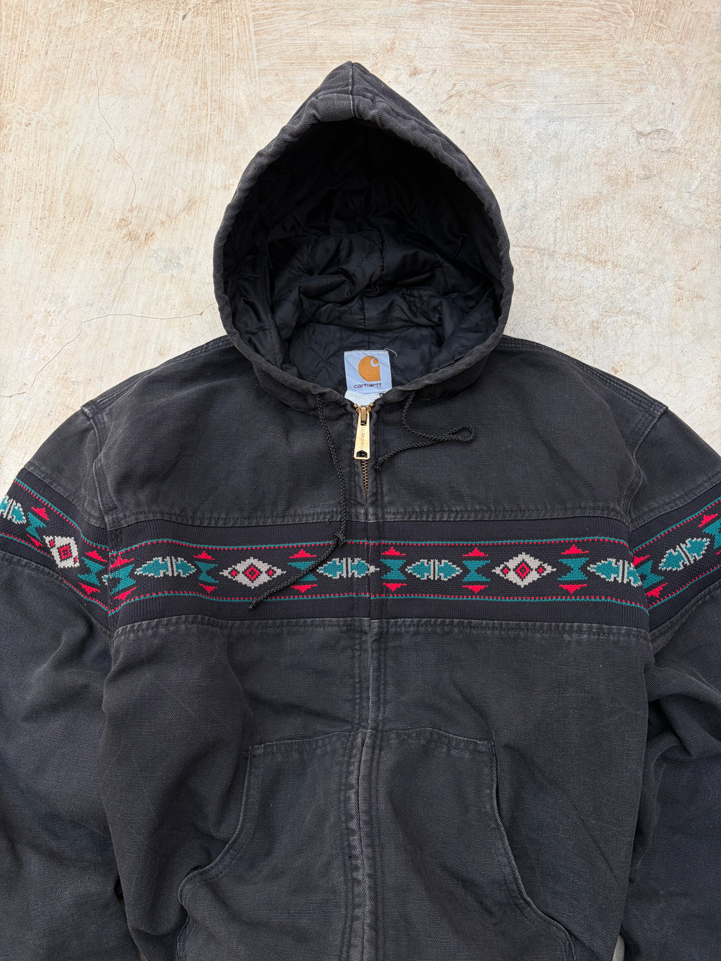 Vintage 90s Carhartt Aztec Active Jacket J78 BLK L
