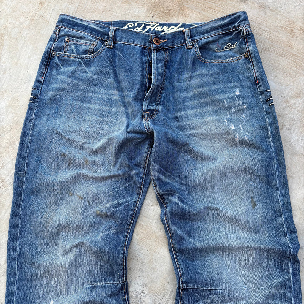 Vintage 00s Edhardy Spell Out Denim Jeans 40