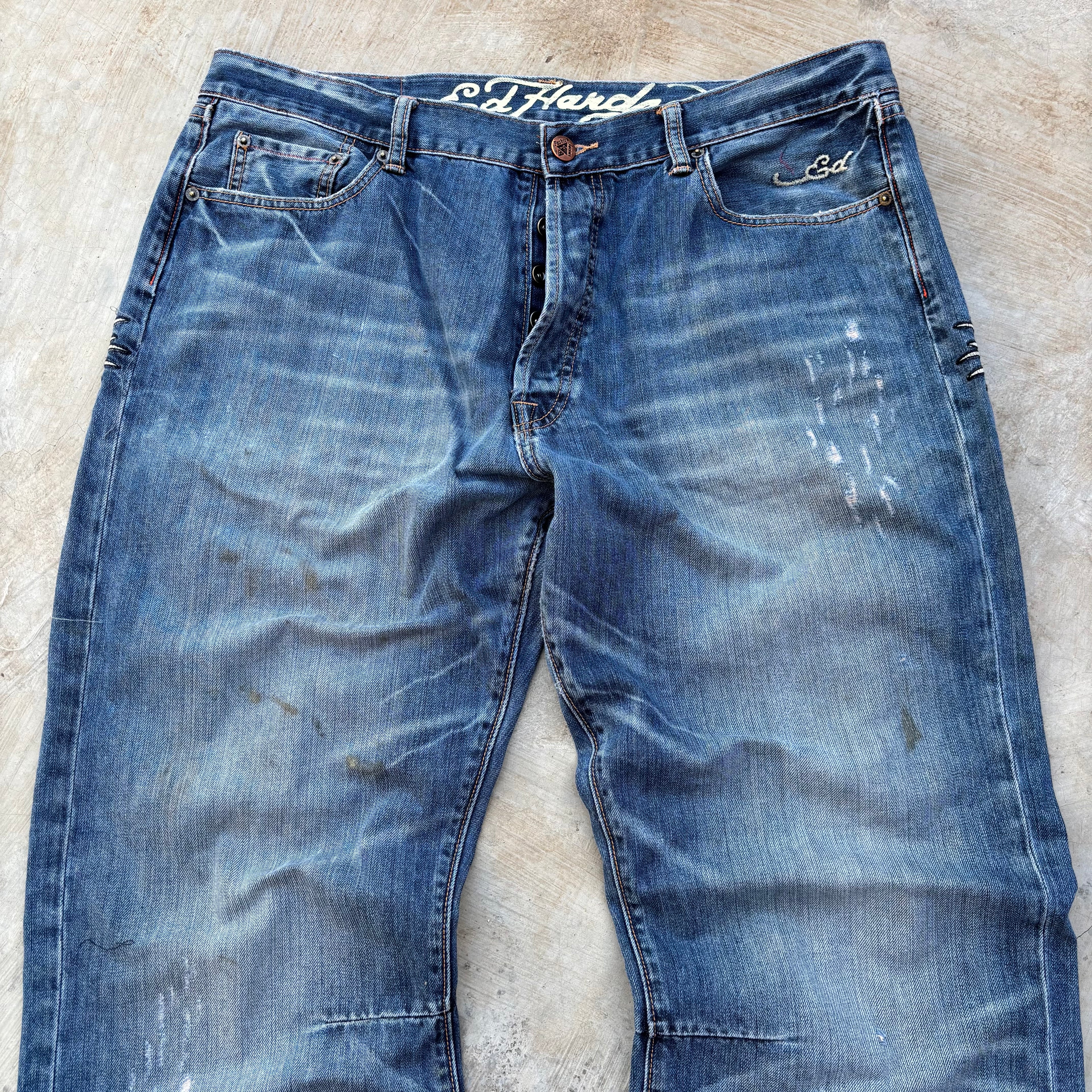 Vintage 00s Edhardy Spell Out Denim Jeans 40