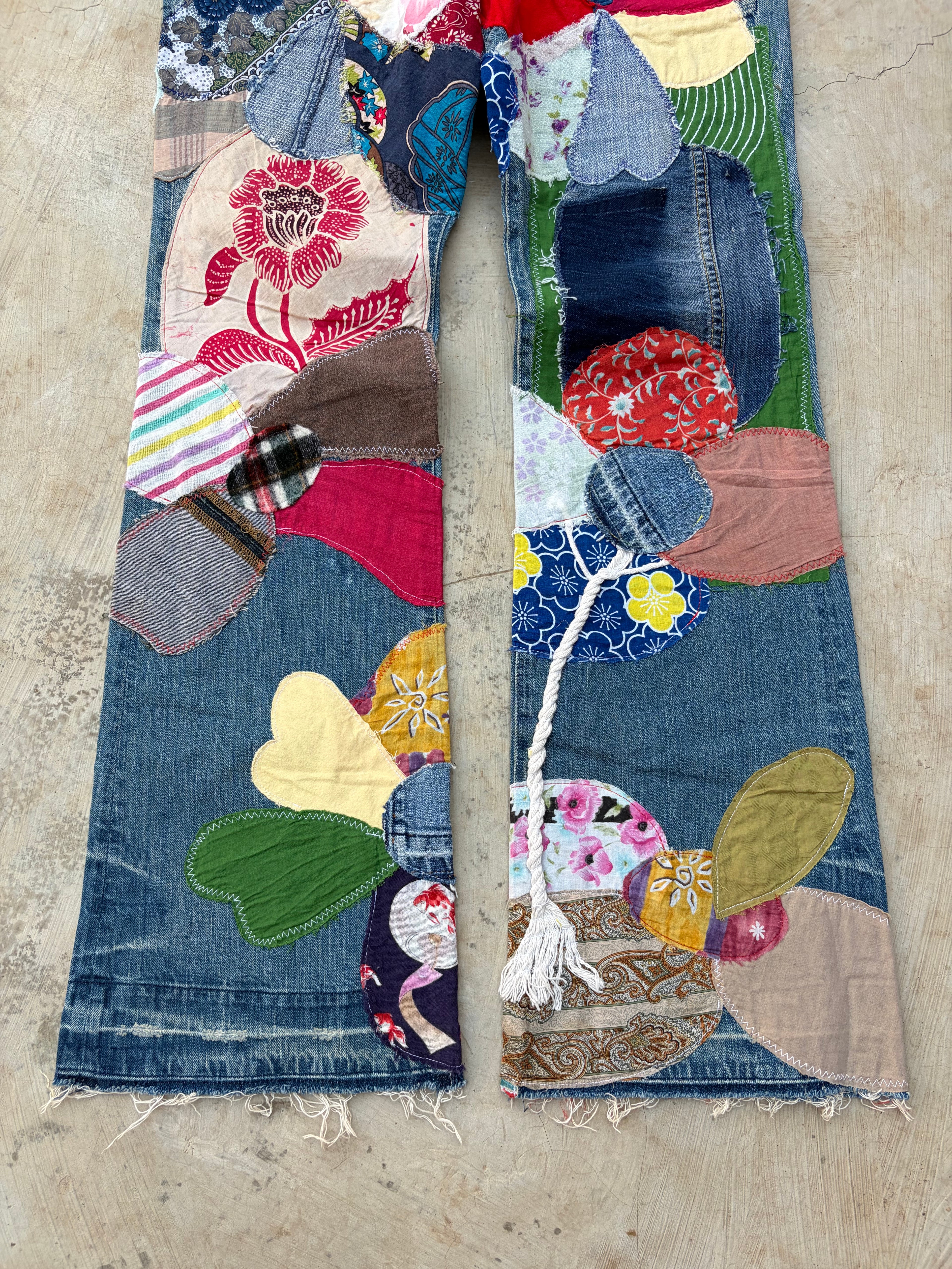 Archive 00s Kapital Kiro Hirata Patchwork Boro Flared Denim Jeans 32
