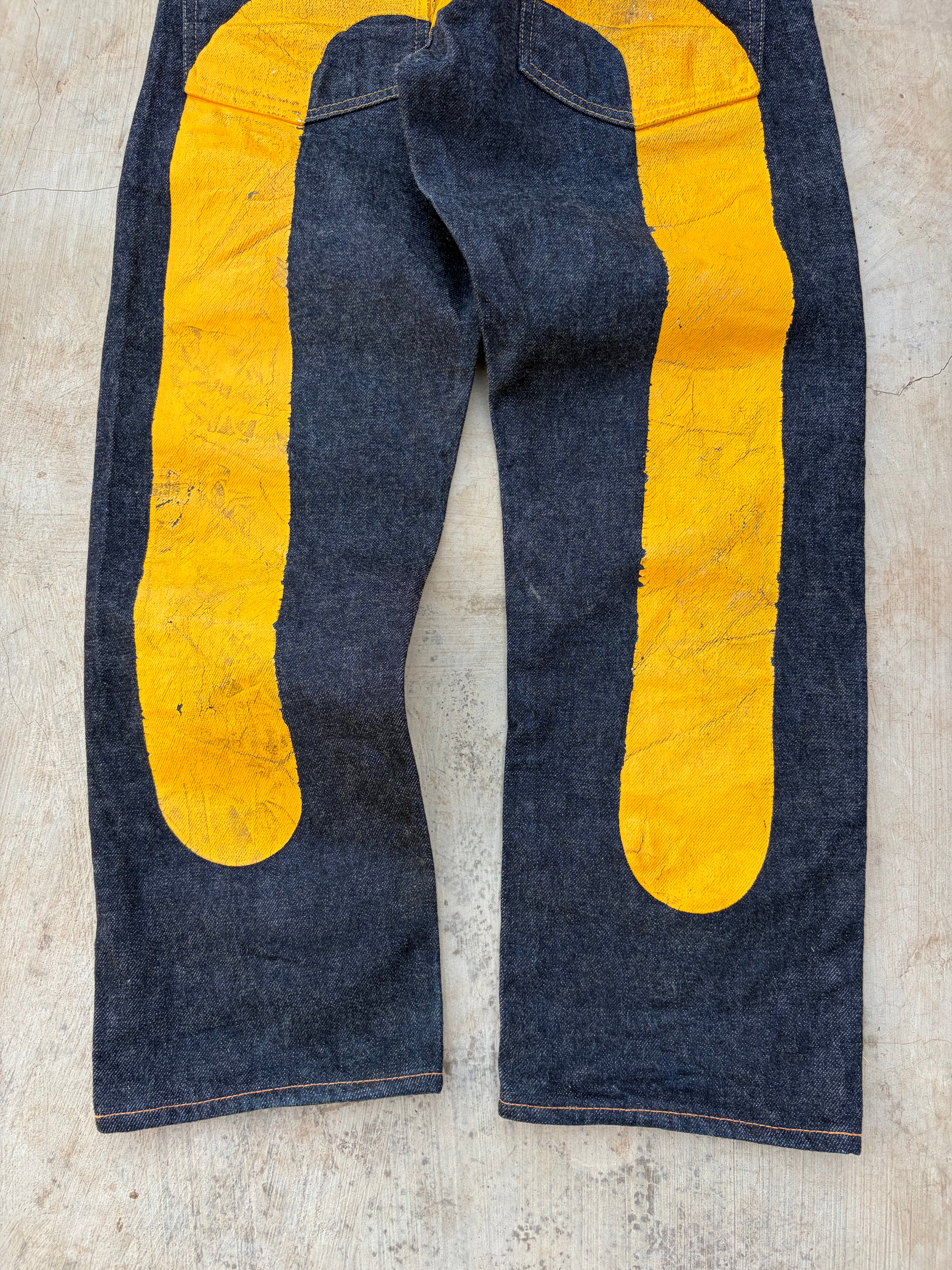 Vintage 00s Evisu Selvedge Denim Jeans Yellow Diacock 30