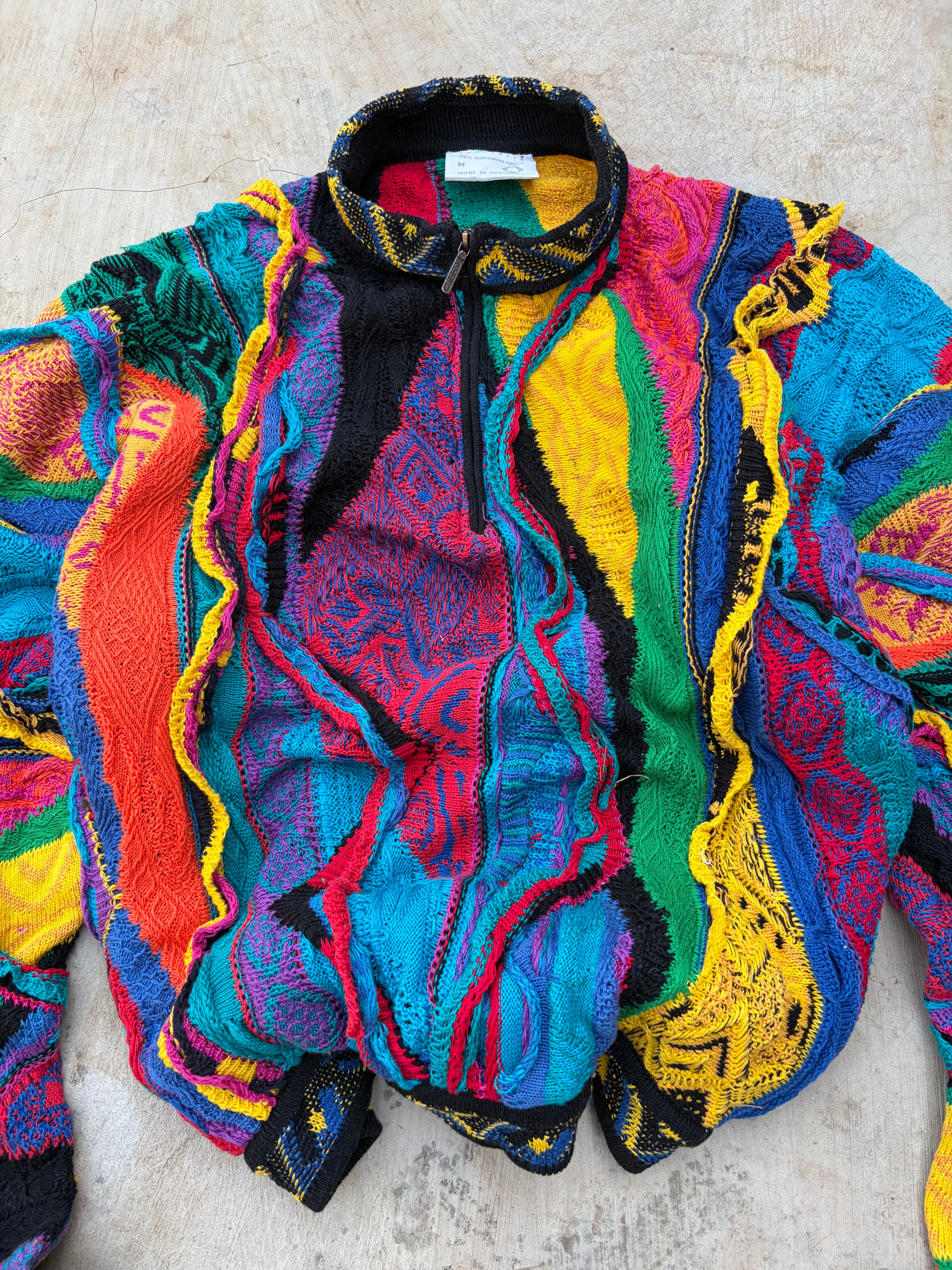 Vintage 90s Coogi 3D Knit Quarter Zip Sweater M/L